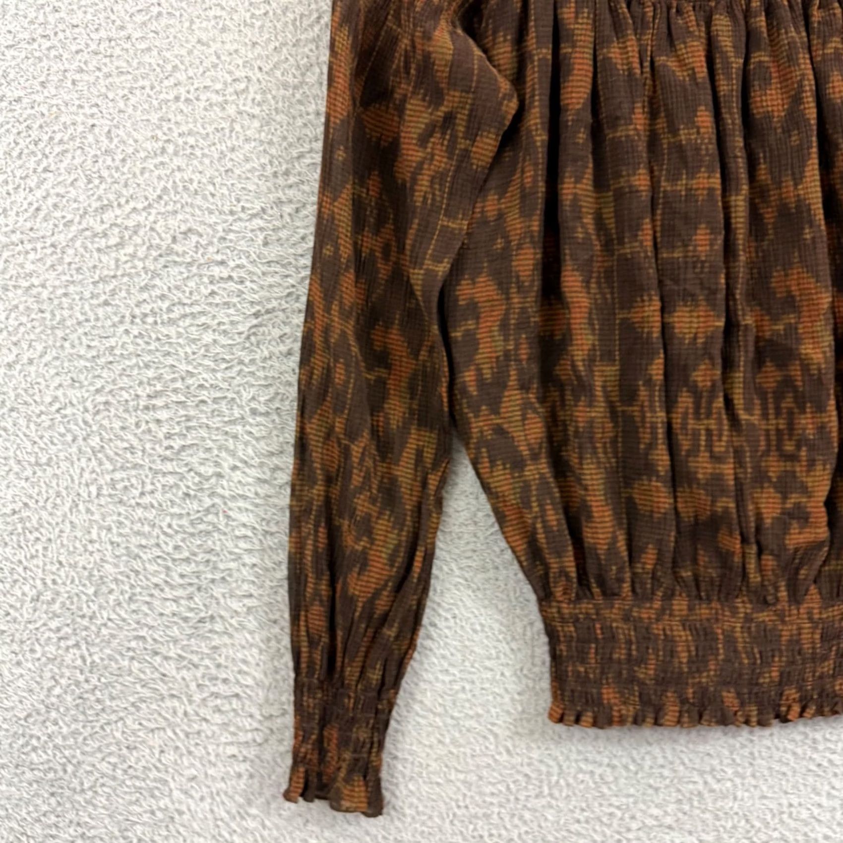 Ralph Lauren Ralph Lauren Shirt Women's 6 Brown Silk Blend Blouse Long Sleeve Peasant Top Size M / US 6-8 / IT 42-44 - 4 Thumbnail