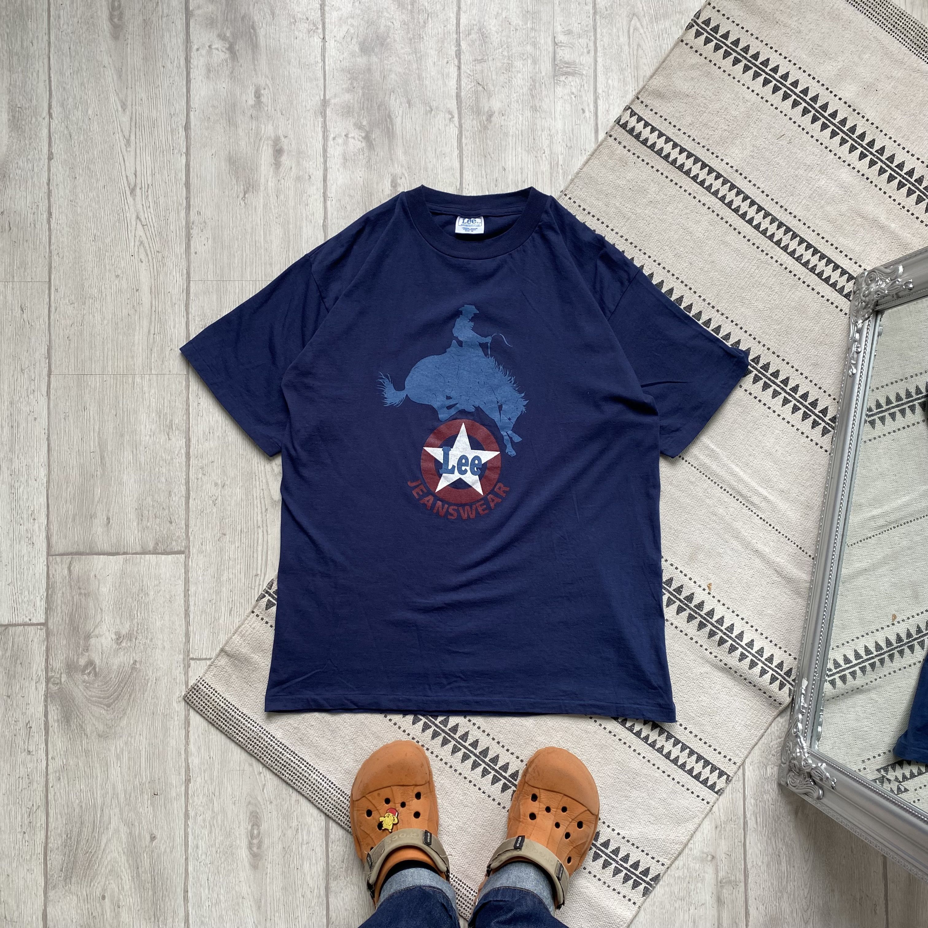 Lee 🤠 Vintage 90s Lee tee big print cowboy jeanswear t-shirt Size US M / EU 48-50 / 2 - 1 Thumbnail