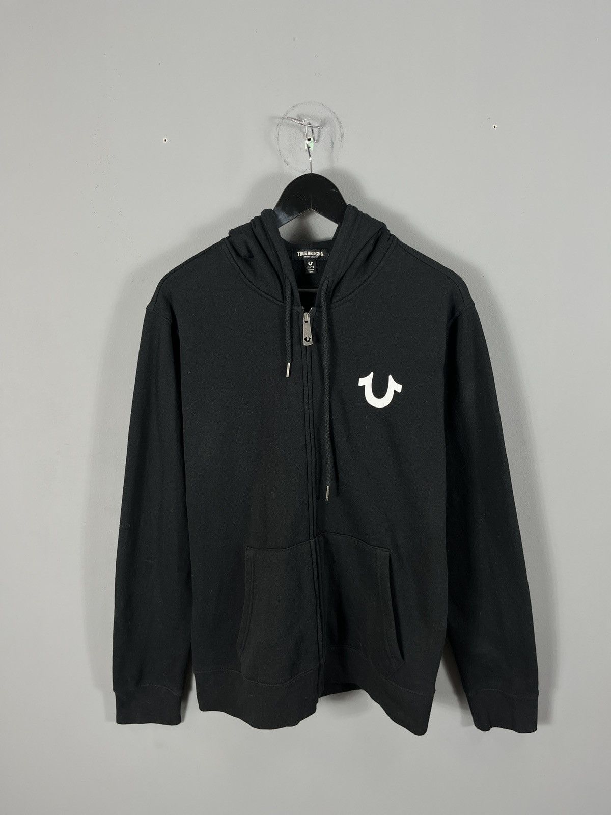True Religion Buddha WT Men Black Cotton Y2K Full Zip Hoodie