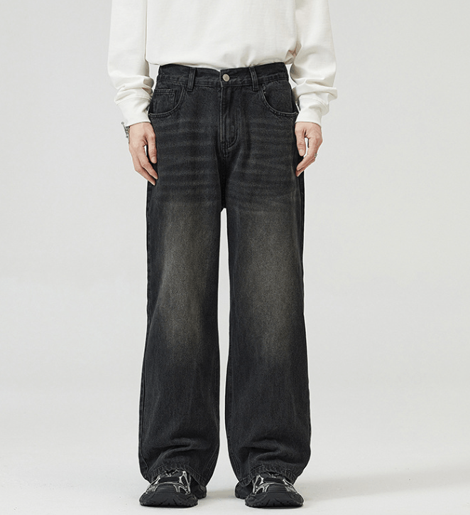 Japanese Brand × Jean Men's black washed vintage loose straight jeans Size US 32 / EU 48 - 1 Thumbnail