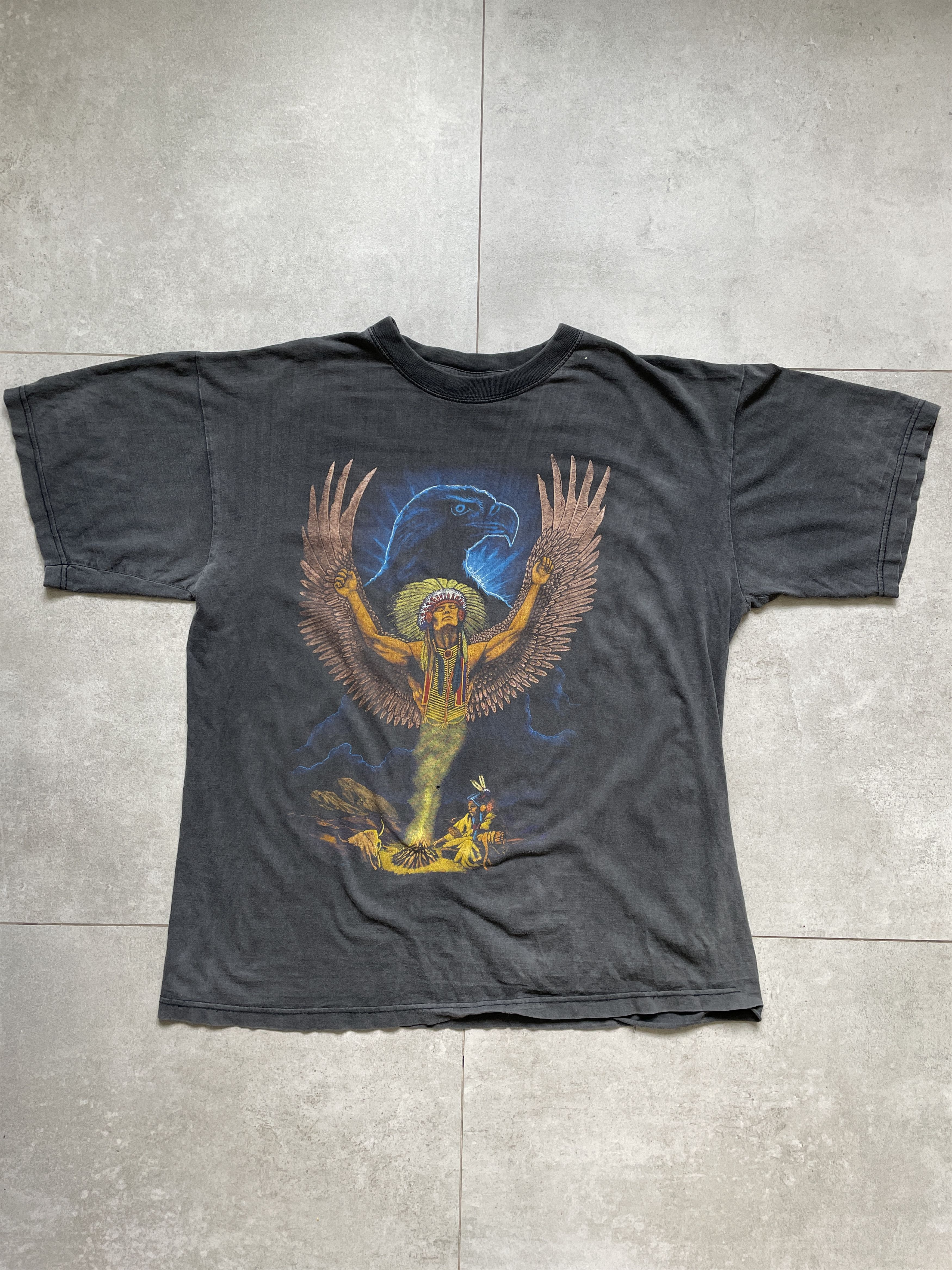 Other VINTAGE 90S NATIVE AMERICAN EAGLE WASHED BLACK TEE Size US XL / EU 56 / 4 - 1 Thumbnail