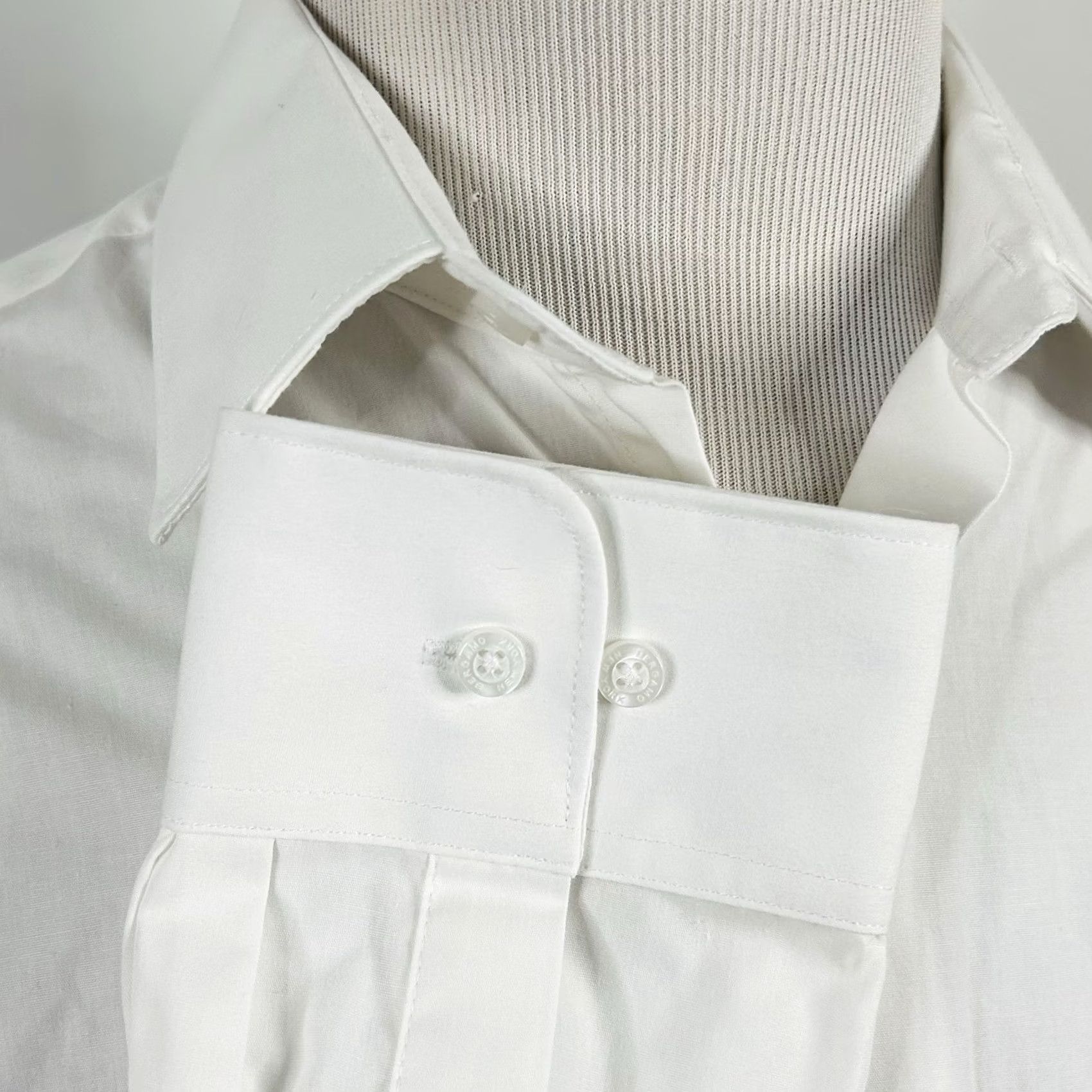 Vintage Bergamo New York Dress Shirt White Cotton 16 16.5 32/33 NWT Wrinkle Free Regular Mens Shirt Size 46R - 4 Thumbnail