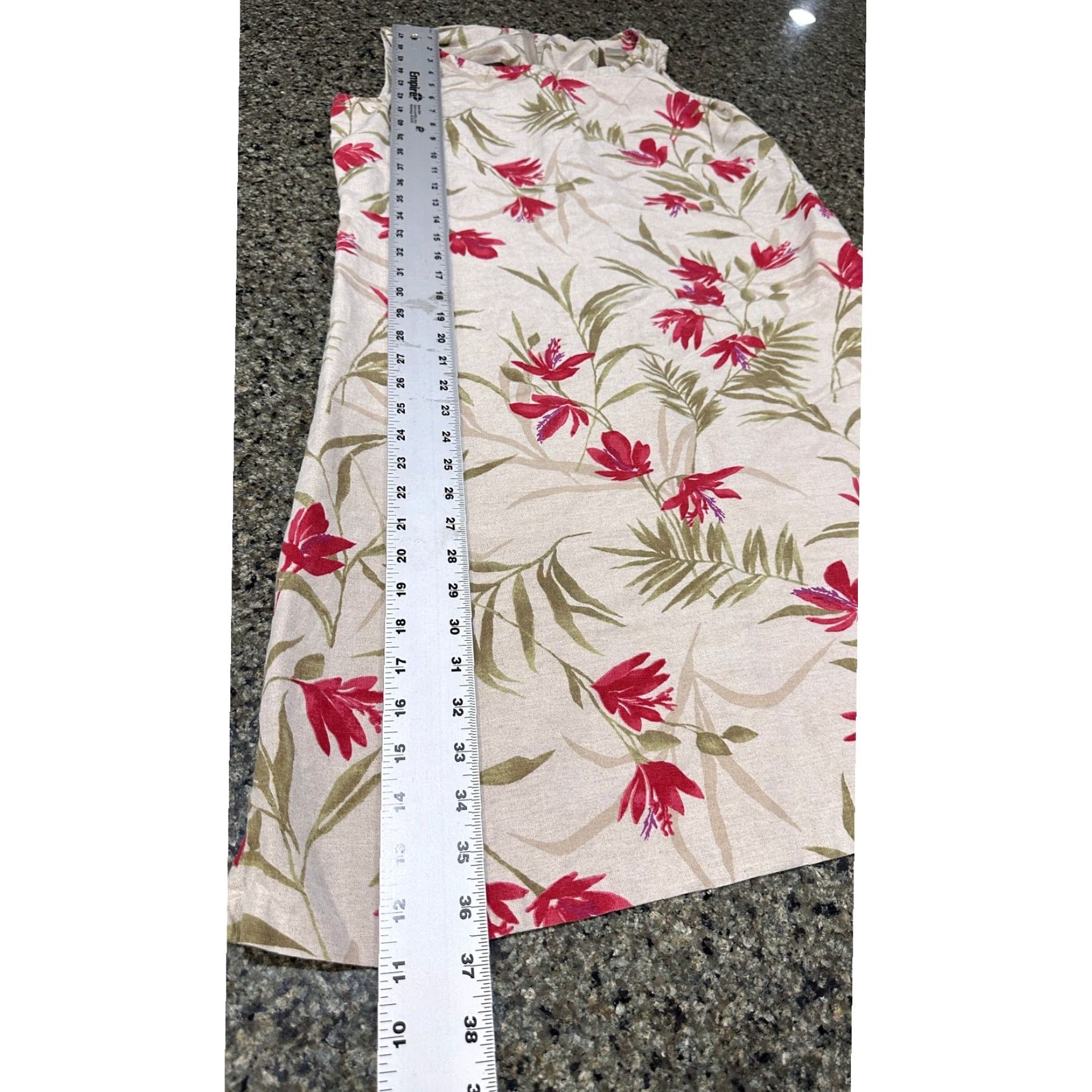 Liz Claiborne VINTAGE Liz Claiborne Dress 10 Beige Pink Tropical Floral Linen Blend Sleeveless Knee Length Tank Dress Women Womens Size L / US 10 / IT 46 - 5 Thumbnail