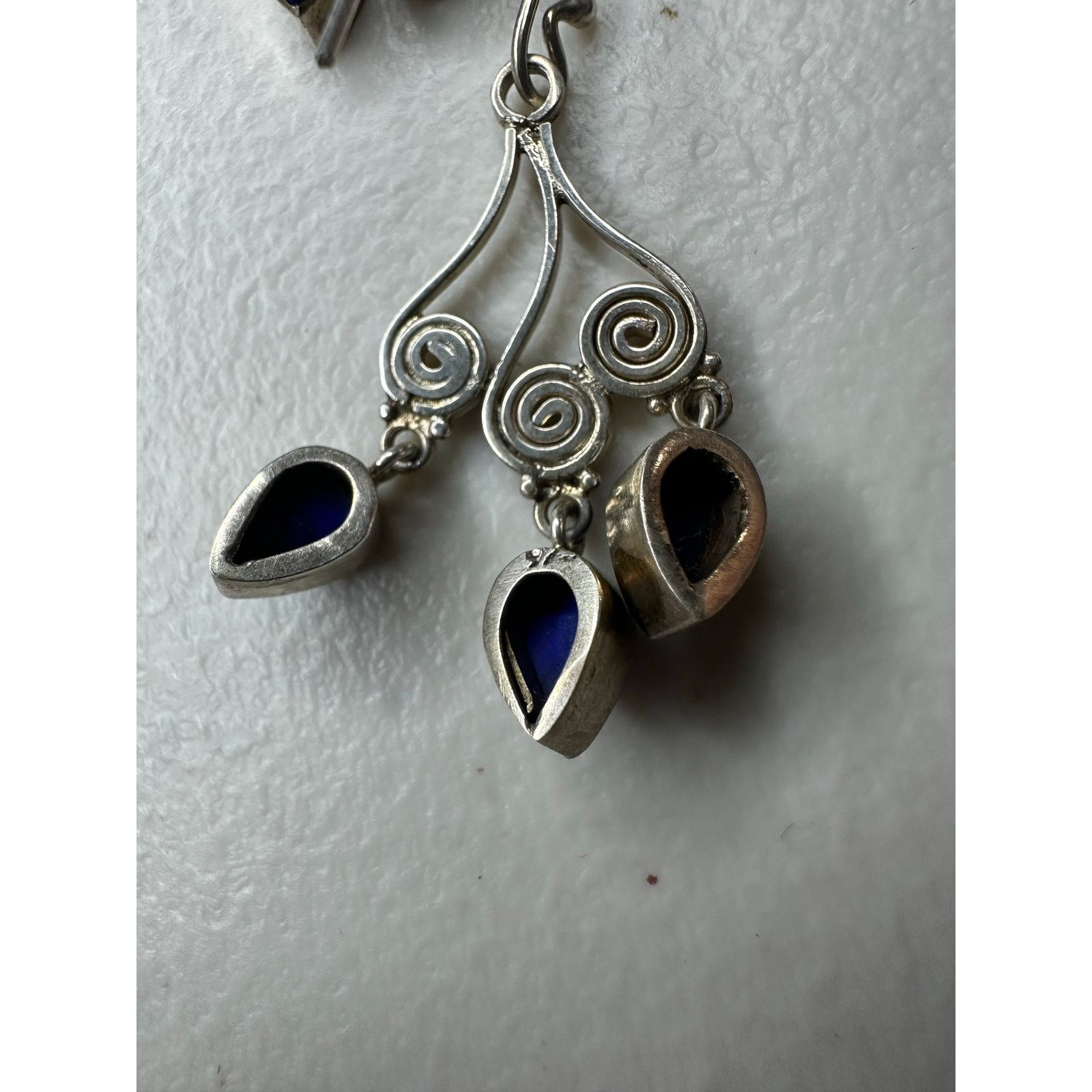 & Other Stories Vintage 925 Sterling Silver Lapis Lazuli Dangle Earrings Size ONE SIZE - 3 Thumbnail