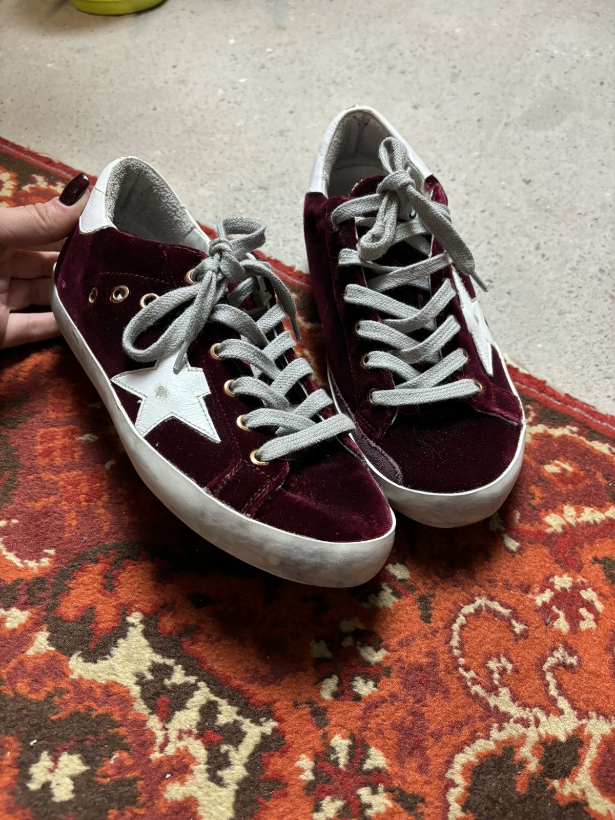 Golden Goose Deluxe Burgundy velvet Sneakers Luxury