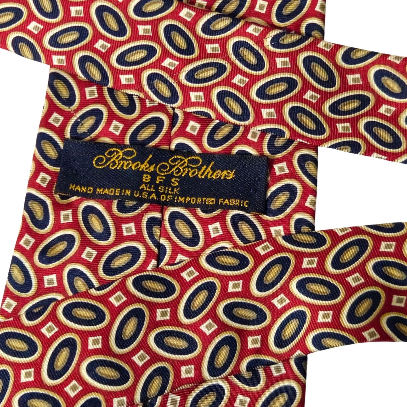 Brooks Brothers Brooks Brothers Necktie Mens Red Geometric Medallion Silk USA Made Tie Size ONE SIZE - 2 Thumbnail