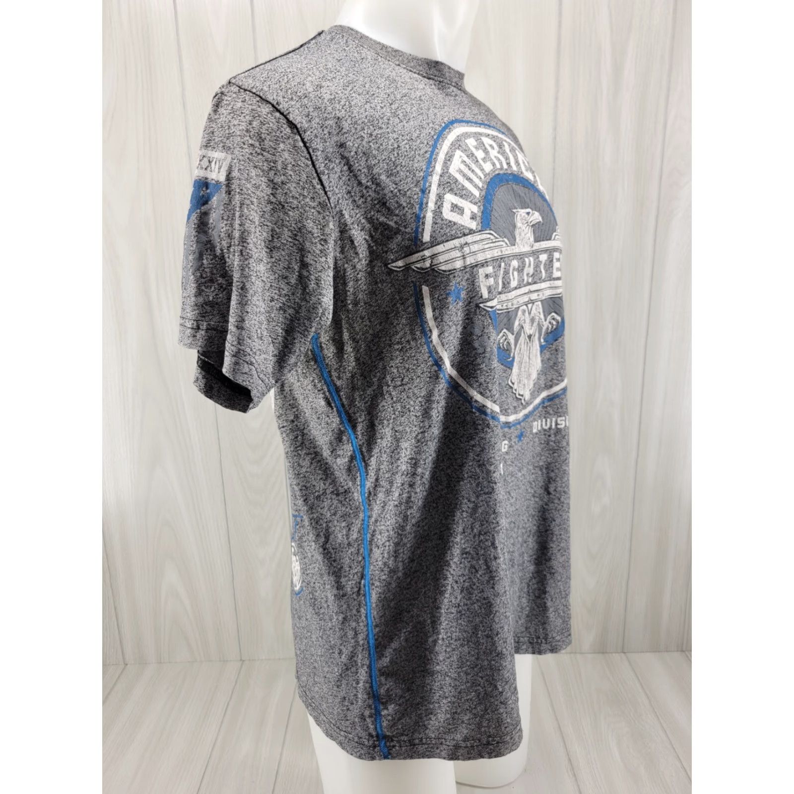 Vintage VINTAGE American Fighter Premium Shirt Mens Large Light Gray Blue Double Sided Graphic Size US L / EU 52-54 / 3 - 6 Thumbnail