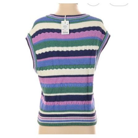 Marine Layer Marine Layer Rory Crochet Vest Cool Stripe Sleeveless Top Kn Size S / US 4 / IT 40 - 4 Thumbnail