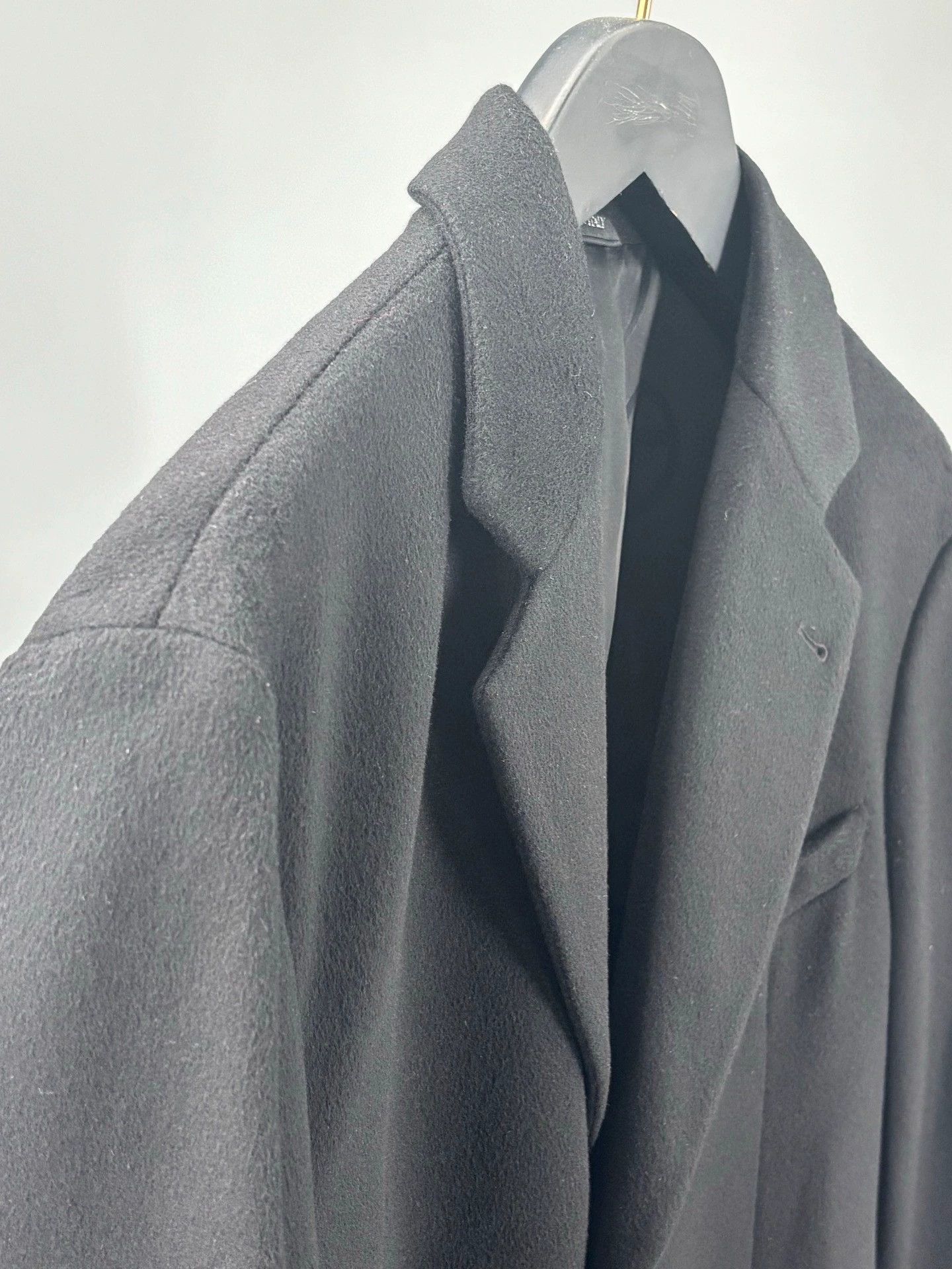 black wool and cashmere overcoat for men
