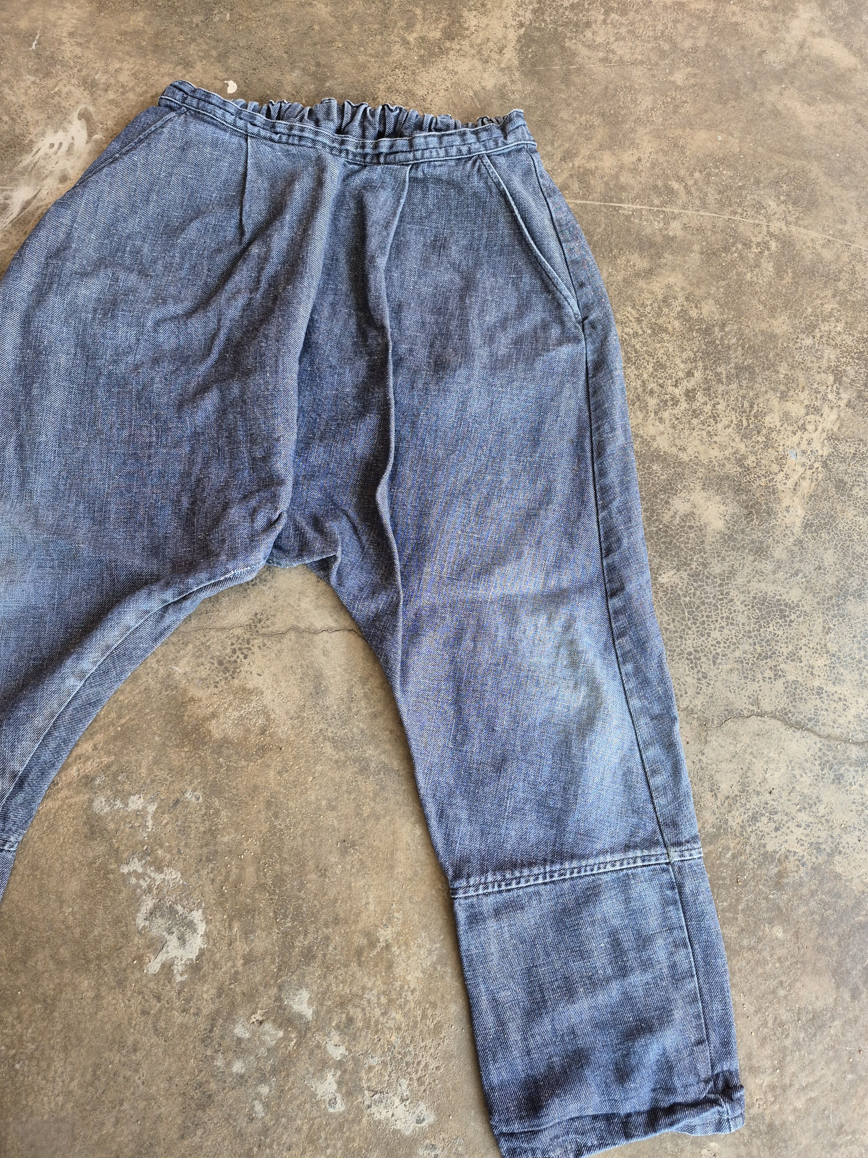 Japanese Brand 🔥 Japanese Brand Designer Long Crotch Denim Linen Pants Size US 28 / EU 44 - 3 Thumbnail