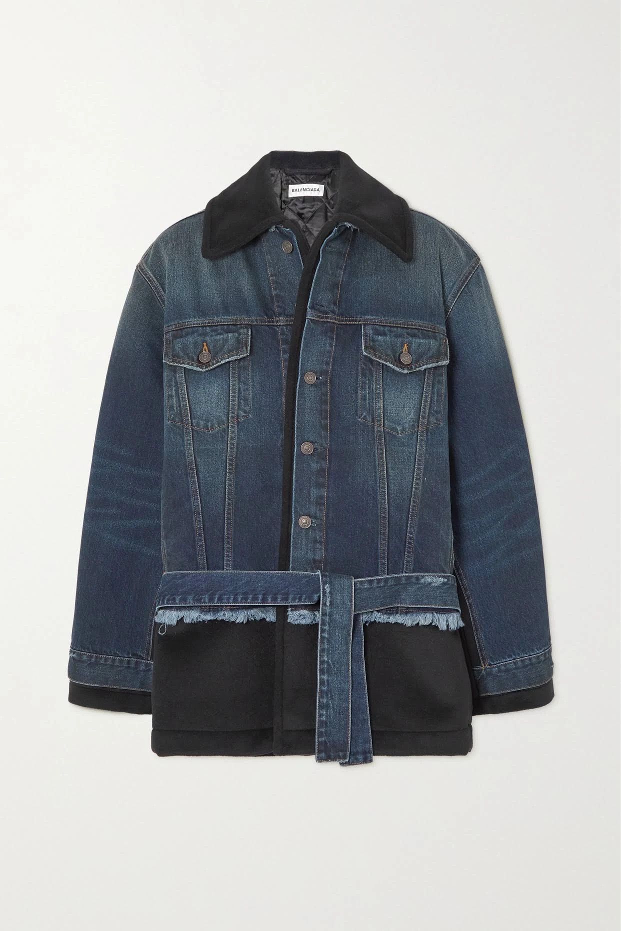 image of Balenciaga O1Mt1Gz0424 Denim Jacket In Navy Blue, Women's (Size Small)