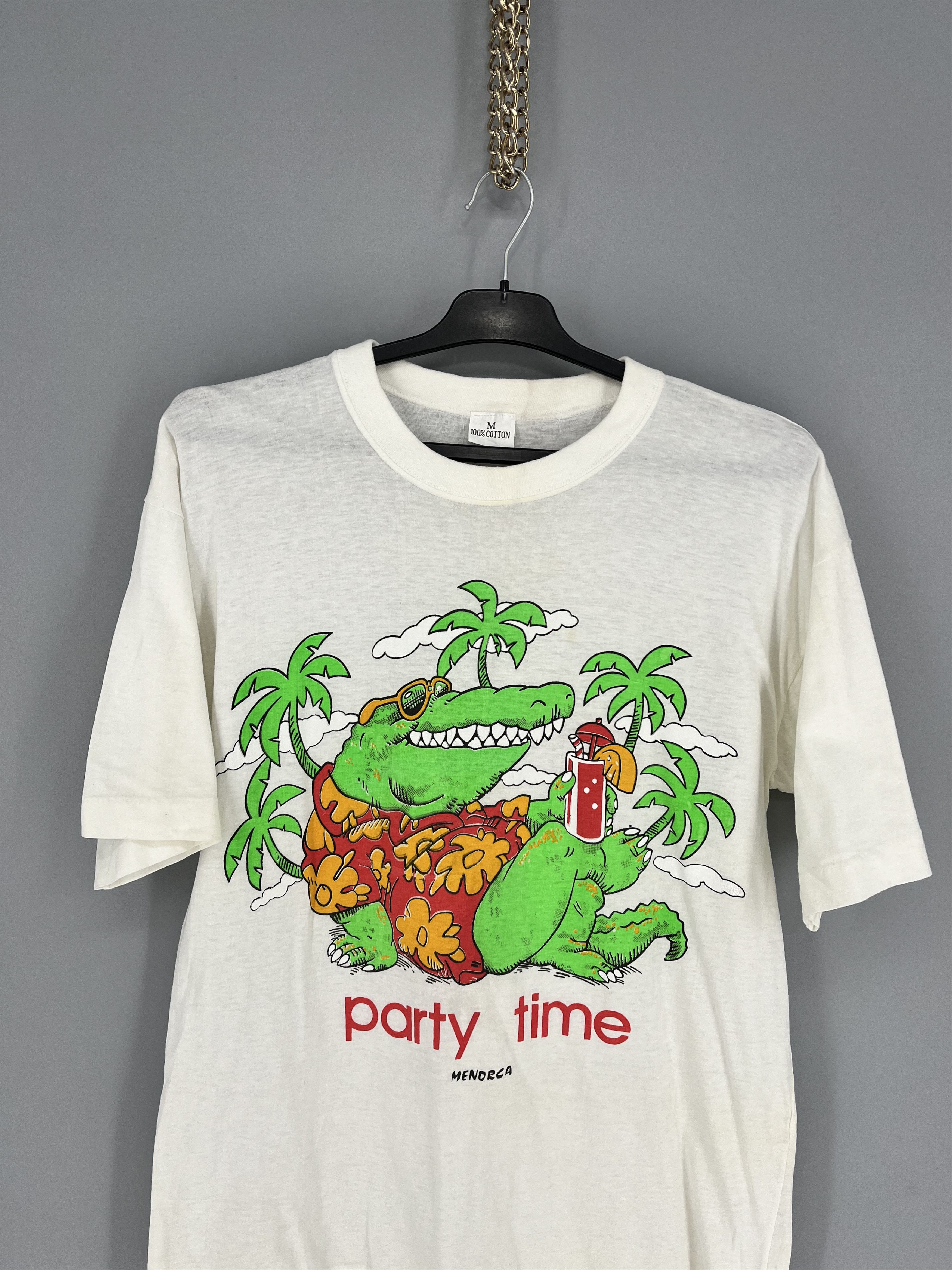 Vintage Vintage 1986 Party Time Crocodile Shirt Single Stitch Size US M / EU 48-50 / 2 - 6 Thumbnail