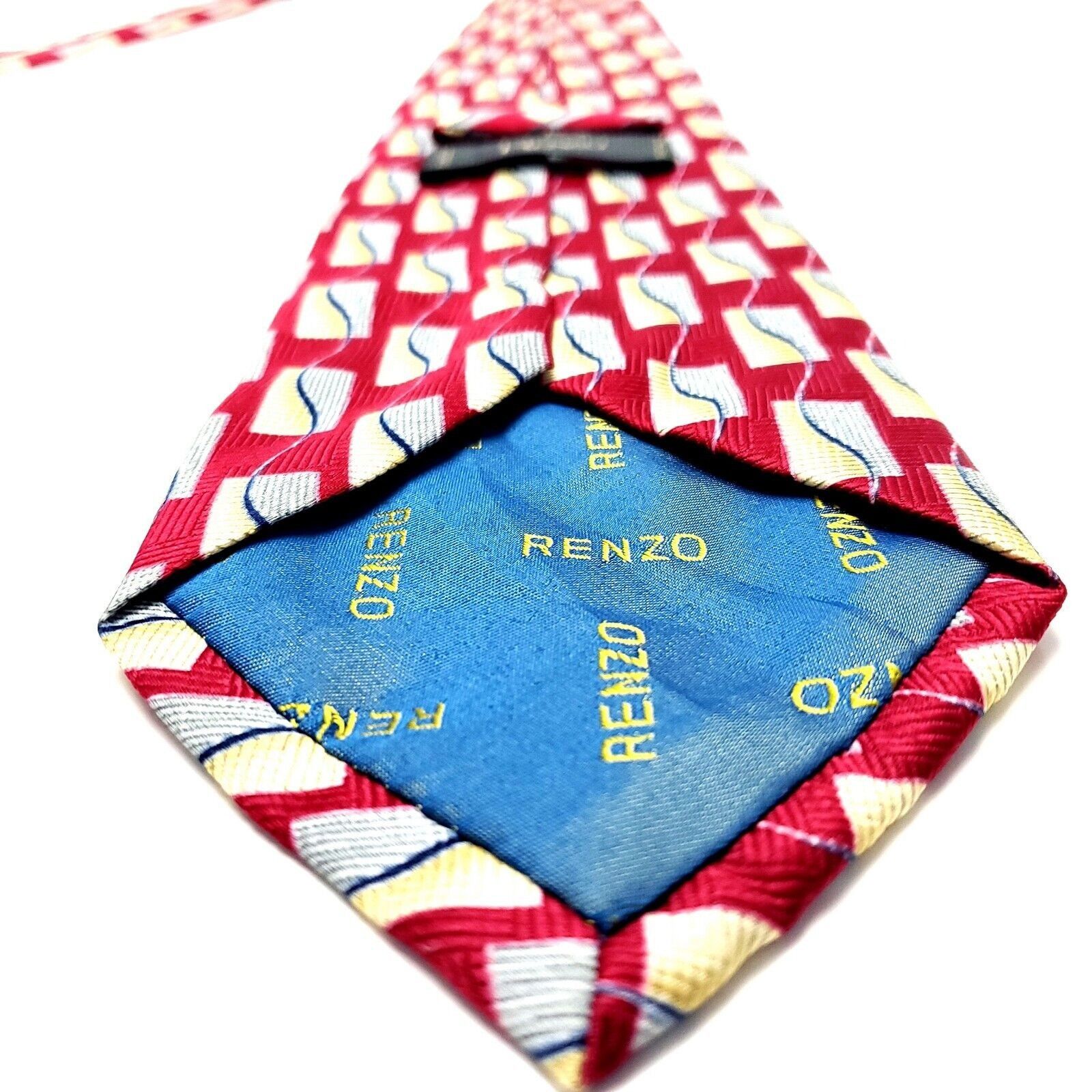 Vintage Renzo Polyester Tie Print Red Geometric Size ONE SIZE - 5 Thumbnail