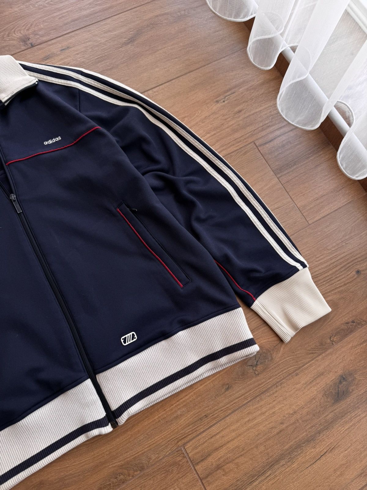 Adidas × Vintage Vintage Adidas Three Stripes Streetwear Japanese Zip Hoodie Size US L / EU 52-54 / 3 - 6 Thumbnail