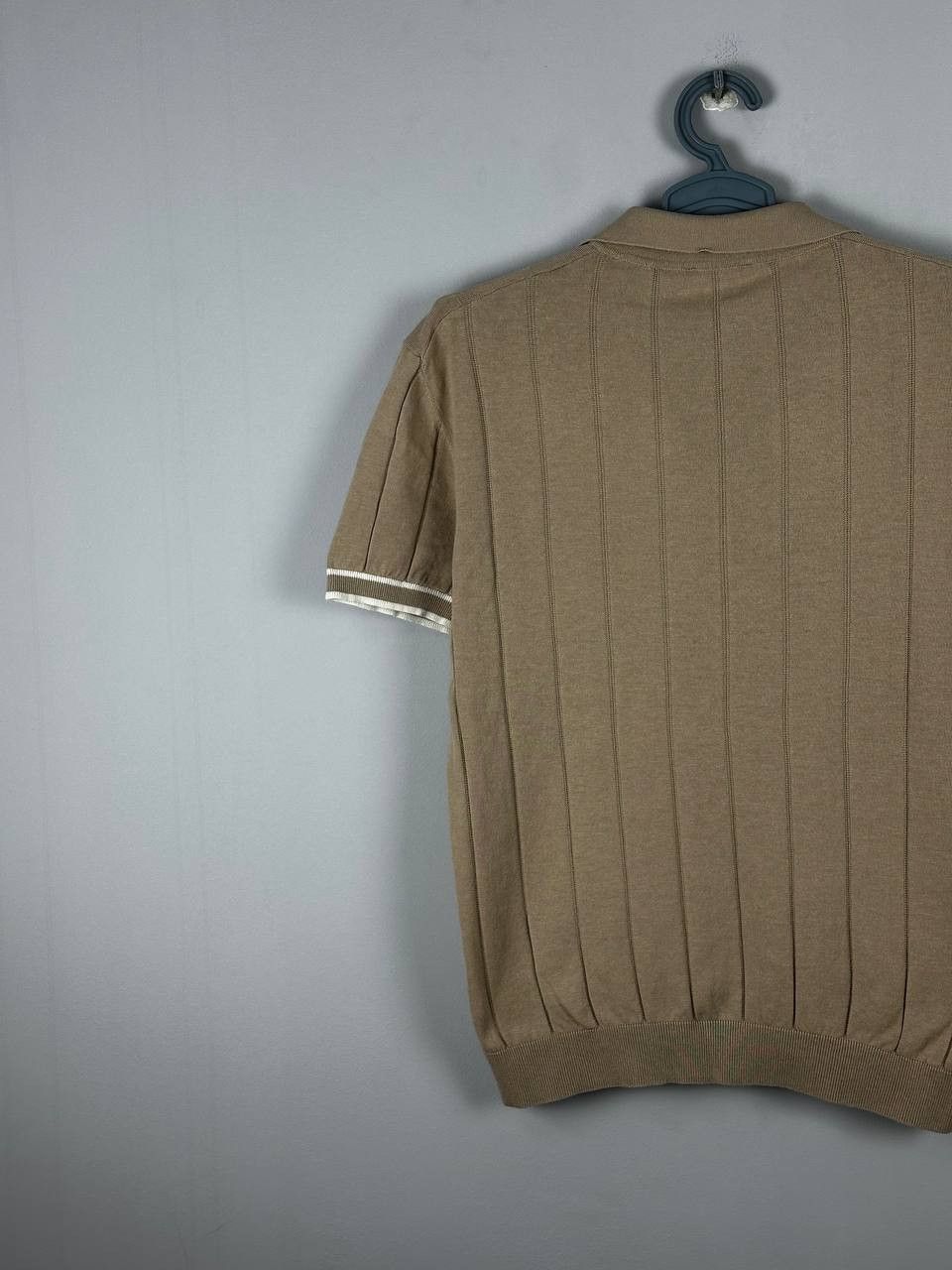 Vintage Dan John Luxury Beige Knitted Camp Collar Summer Polo Size US XL / EU 56 / 4 - 12 Thumbnail