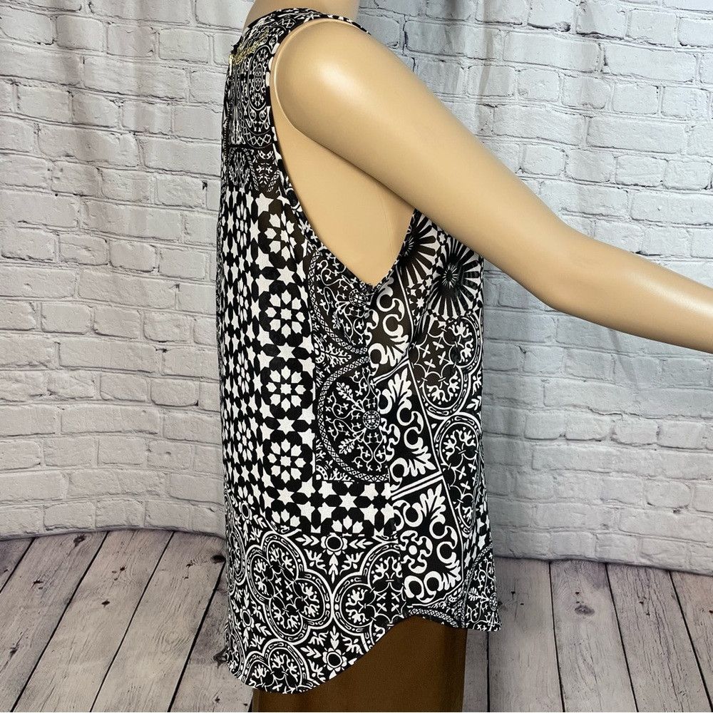 Desigual New Desigual Sleeveless Black White Embroidered Top Size M Size M / US 6-8 / IT 42-44 - 3 Thumbnail