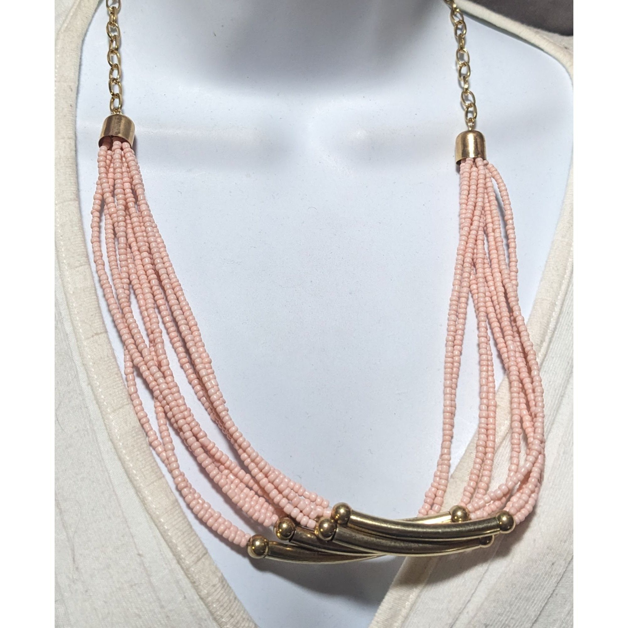 Other Pink And Gold Retro Multilayer Beaded Necklace Size ONE SIZE - 7 Thumbnail