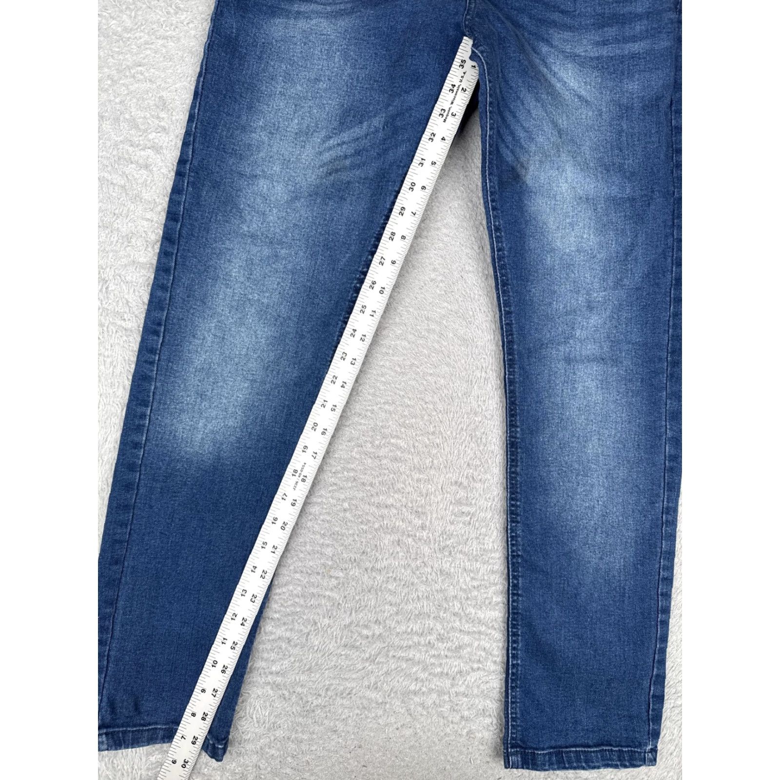 Denime LRG Jeans Mens Slim Straight Blue Denim 32 Five-Pocket Zip Fly Waist 32 Medium Wash Size US 32 / EU 48 - 7 Thumbnail