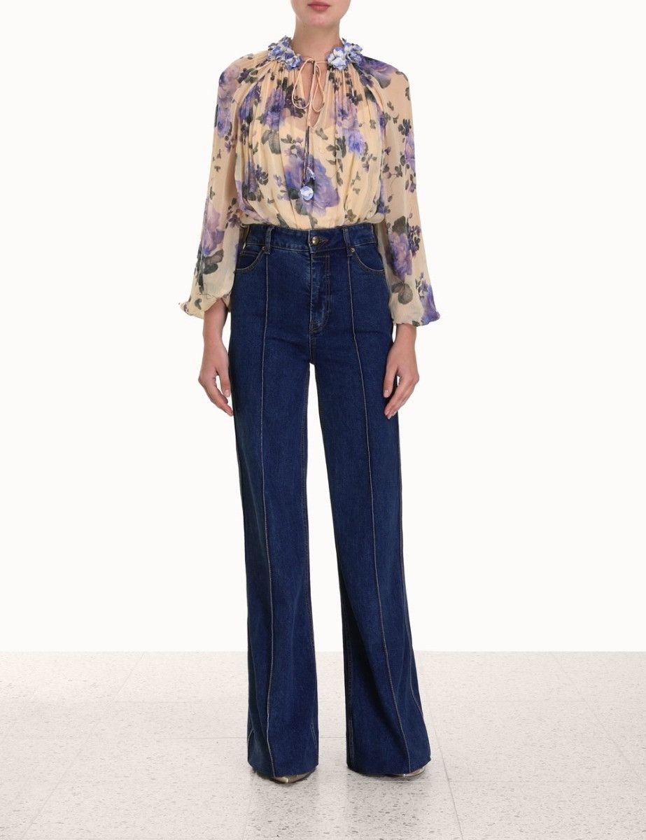 Zimmermann oc11z0225 Lyrical Billow Blouse in Multicolor Size L / US 10 / IT 46 - 3 Thumbnail