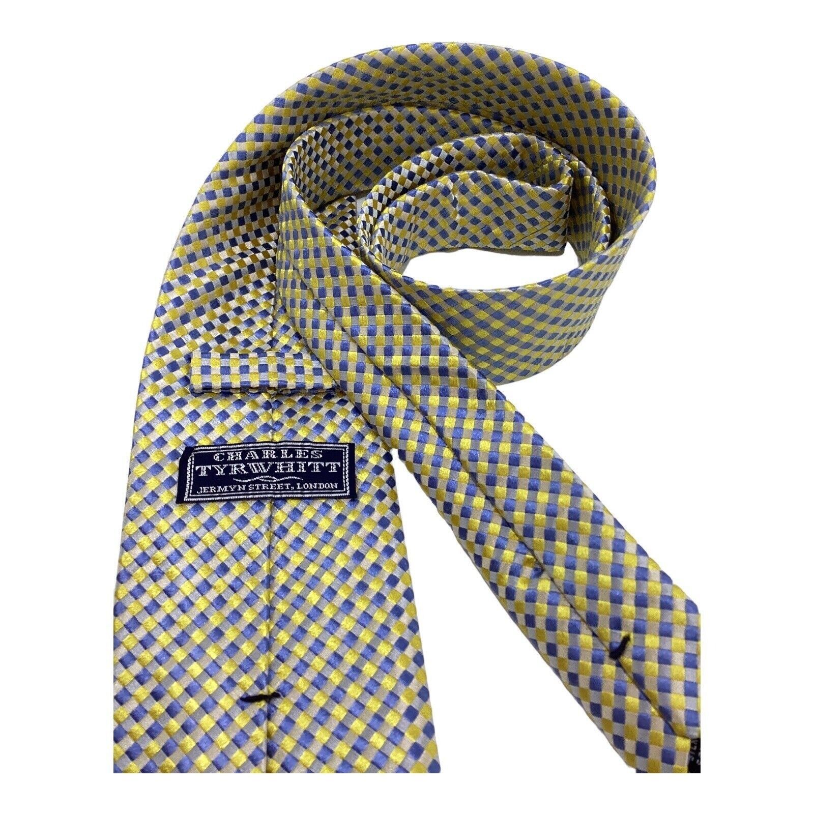 Charles Tyrwhitt CHARLES TYRWHITT YELLOW PLaids & Cheks Silk Tie Hand Made In Size ONE SIZE - 3 Thumbnail