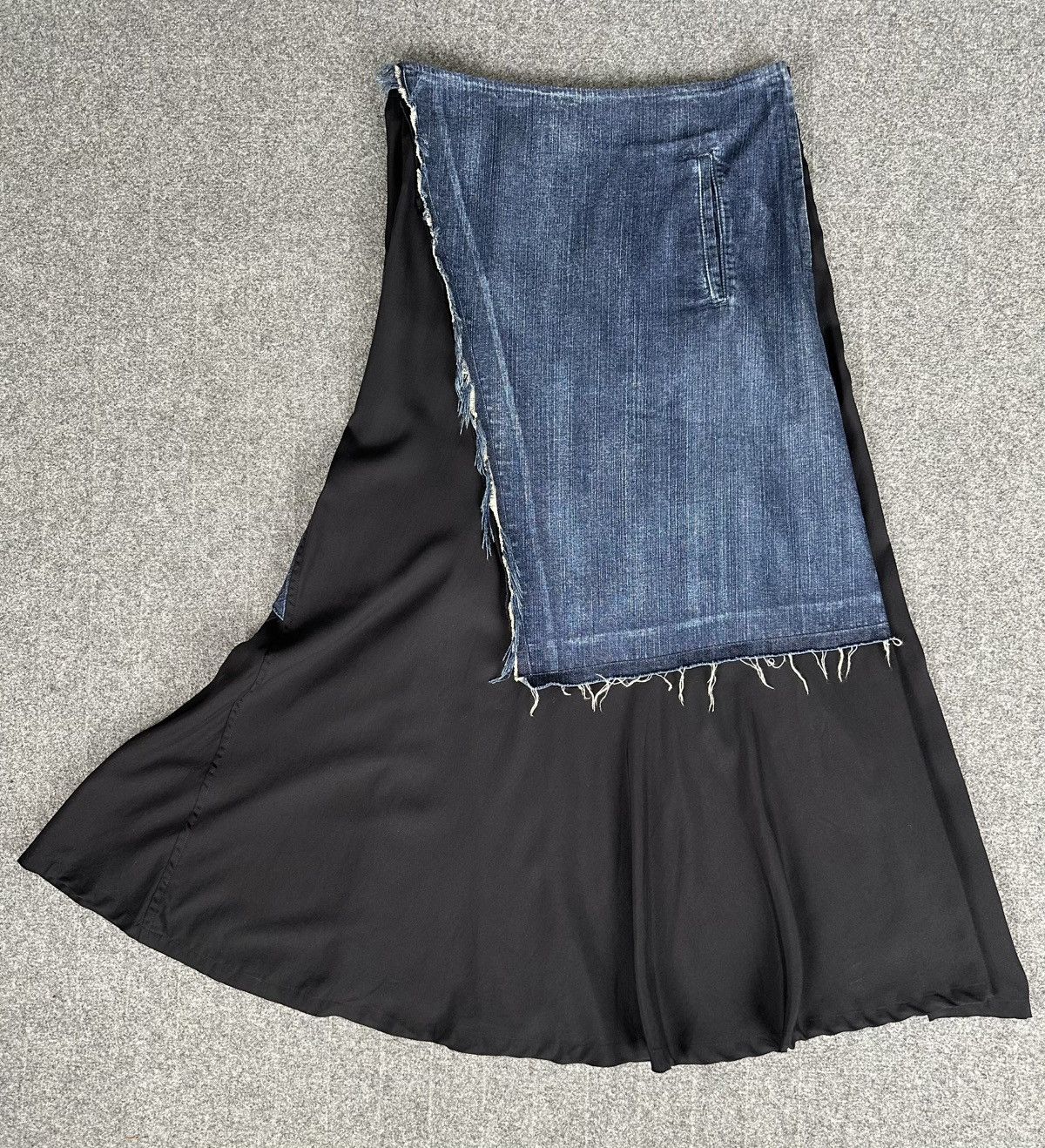 Yohji Yamamoto Y’s - Yohji Yamamoto Deconstructed Denim/Cotton Maxi Skirt Size 28" / US 6 / IT 42 - 1 Thumbnail