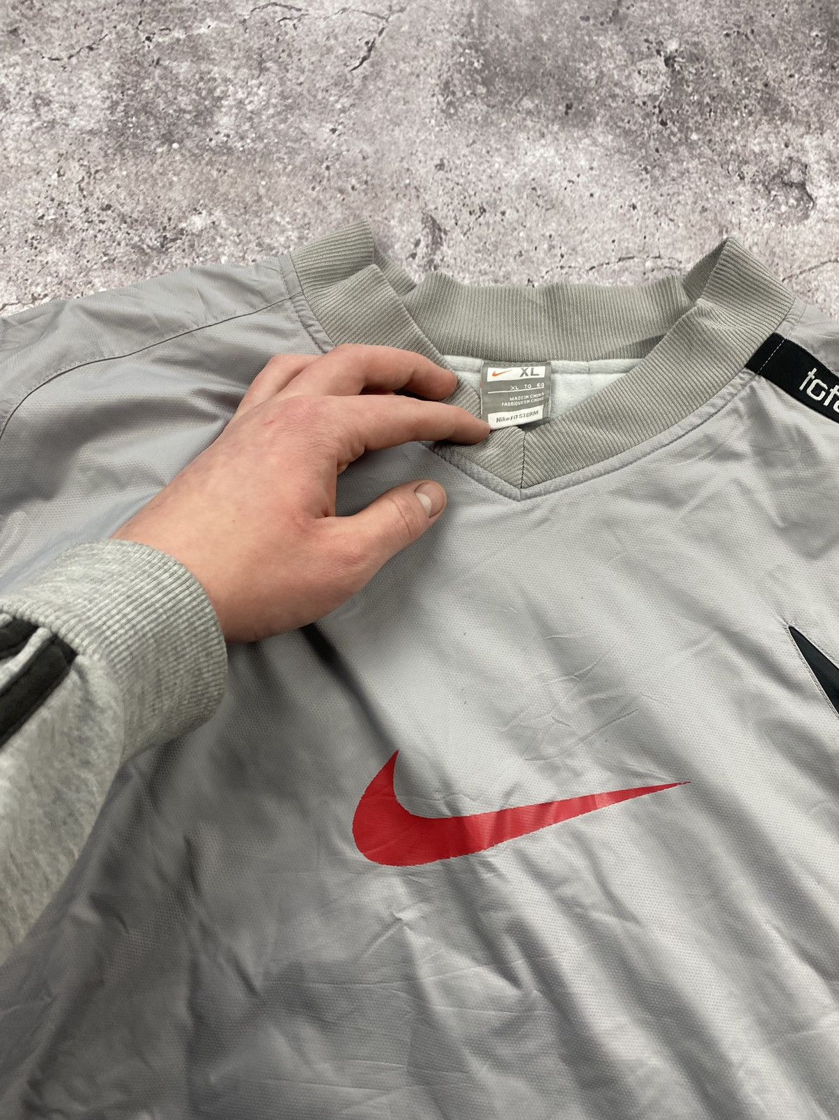 Nike × Vintage Vintage Nike Heavy Nylon Drill Metal Boxy Sweatshirt Size US XL / EU 56 / 4 - 5 Thumbnail