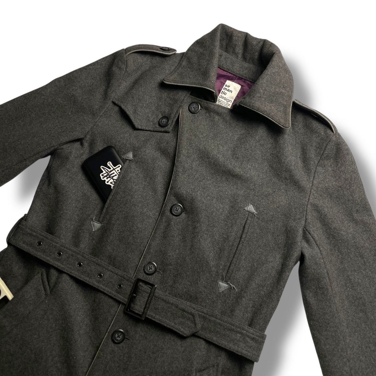 If Six Was Nine 🇯🇵 SEMANTIC DESIGN PUNK AVANT GARDE BELTED WOOL TRENCH COAT Size US L / EU 52-54 / 3 - 6 Thumbnail
