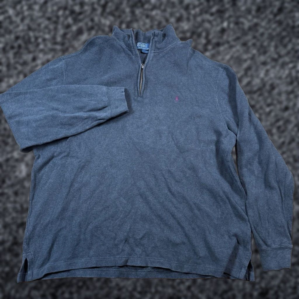 Ralph Lauren VINTAGE Ralph Lauren Polo Quarter Zip Sweater Mens XL Gray USA Made 90s Golf Pullover Size US XL / EU 56 / 4 - 1 Thumbnail