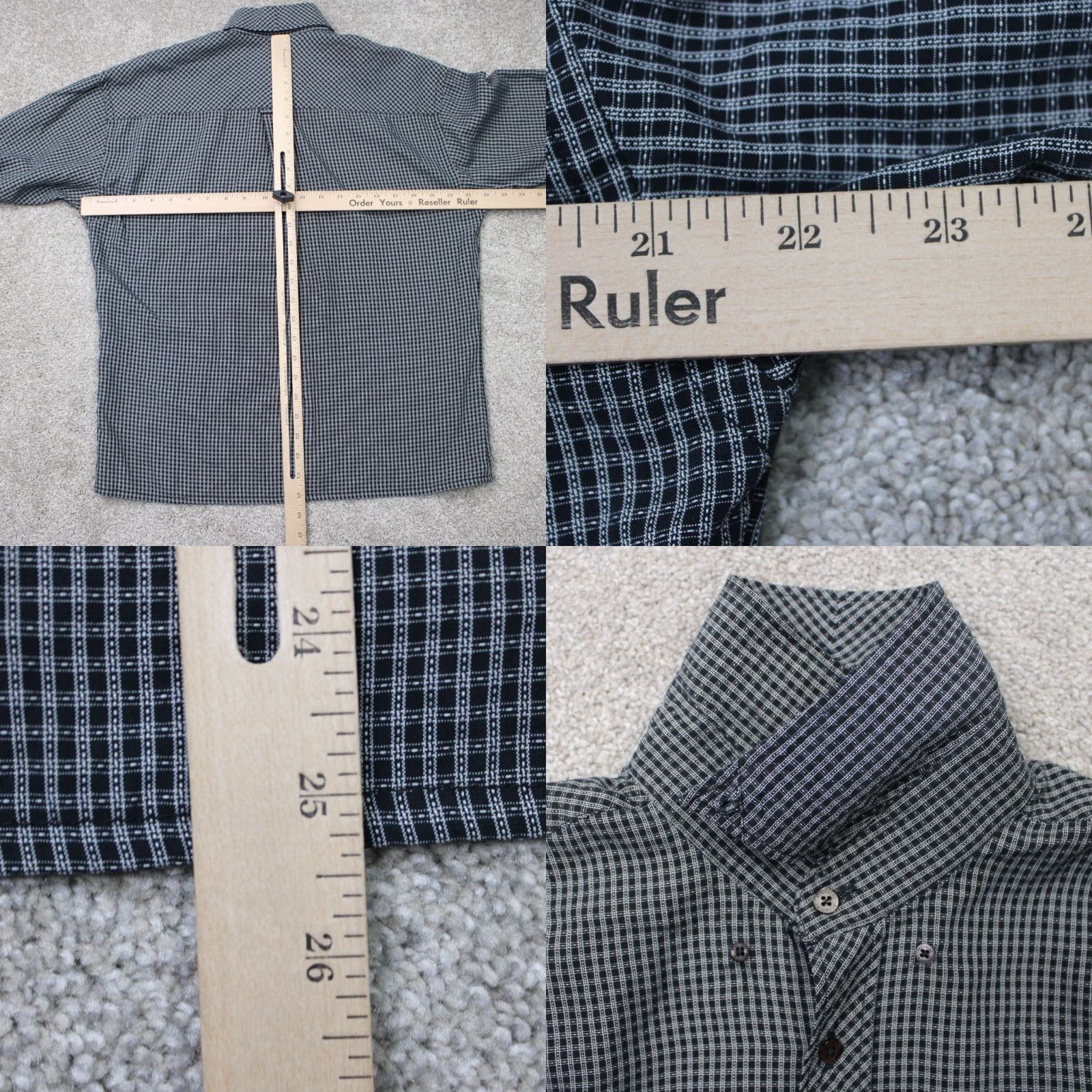 BUGATCHI Bugatchi Uomo Shirt Mens Medium Black/Gray Check Long Sleeve Button Down Size US M / EU 48-50 / 2 - 8 Thumbnail