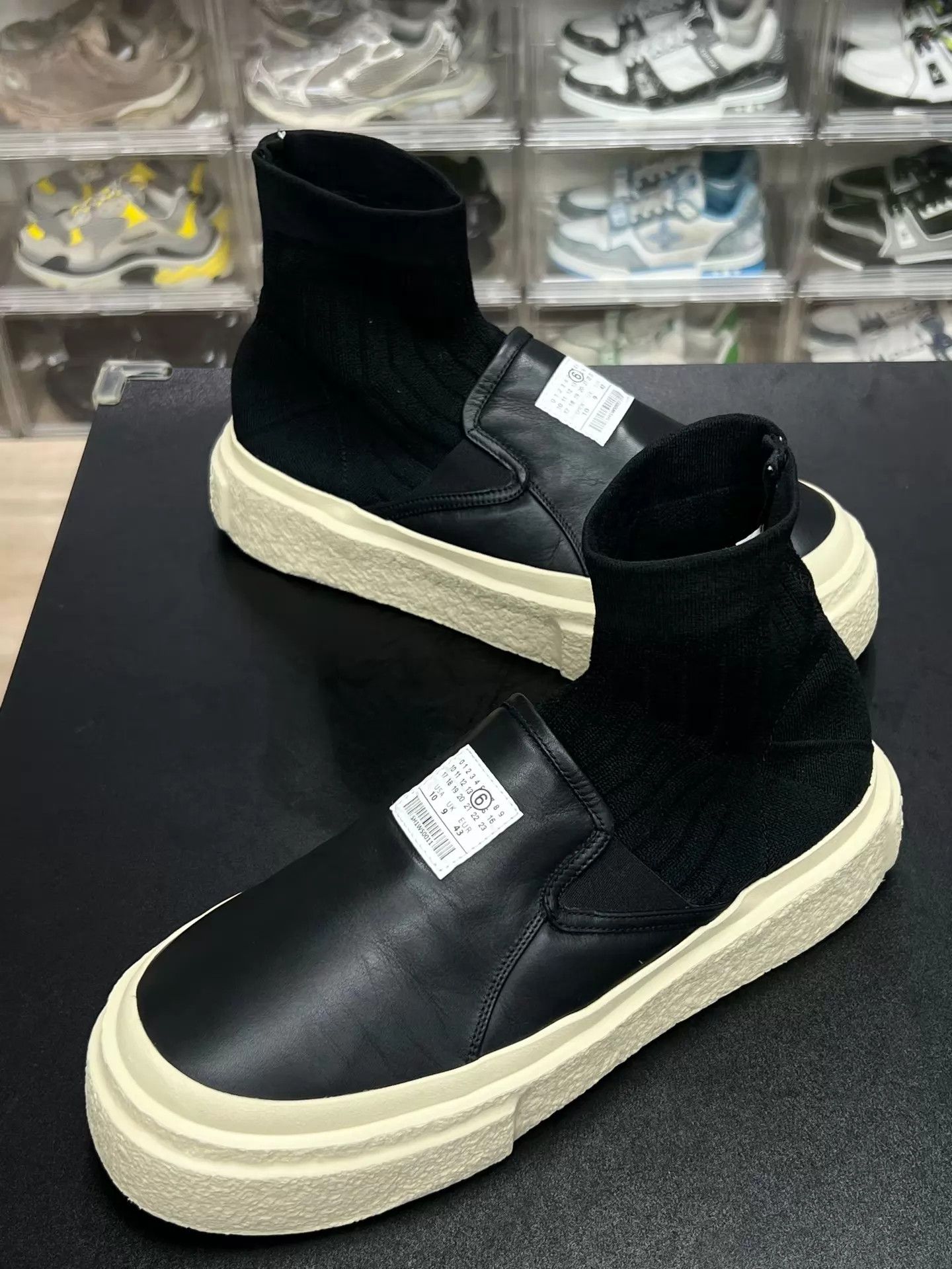 Maison Margiela MM6 8AX leather high-top sock sneaker black 43 Size US 10 / EU 43 - 1 Thumbnail