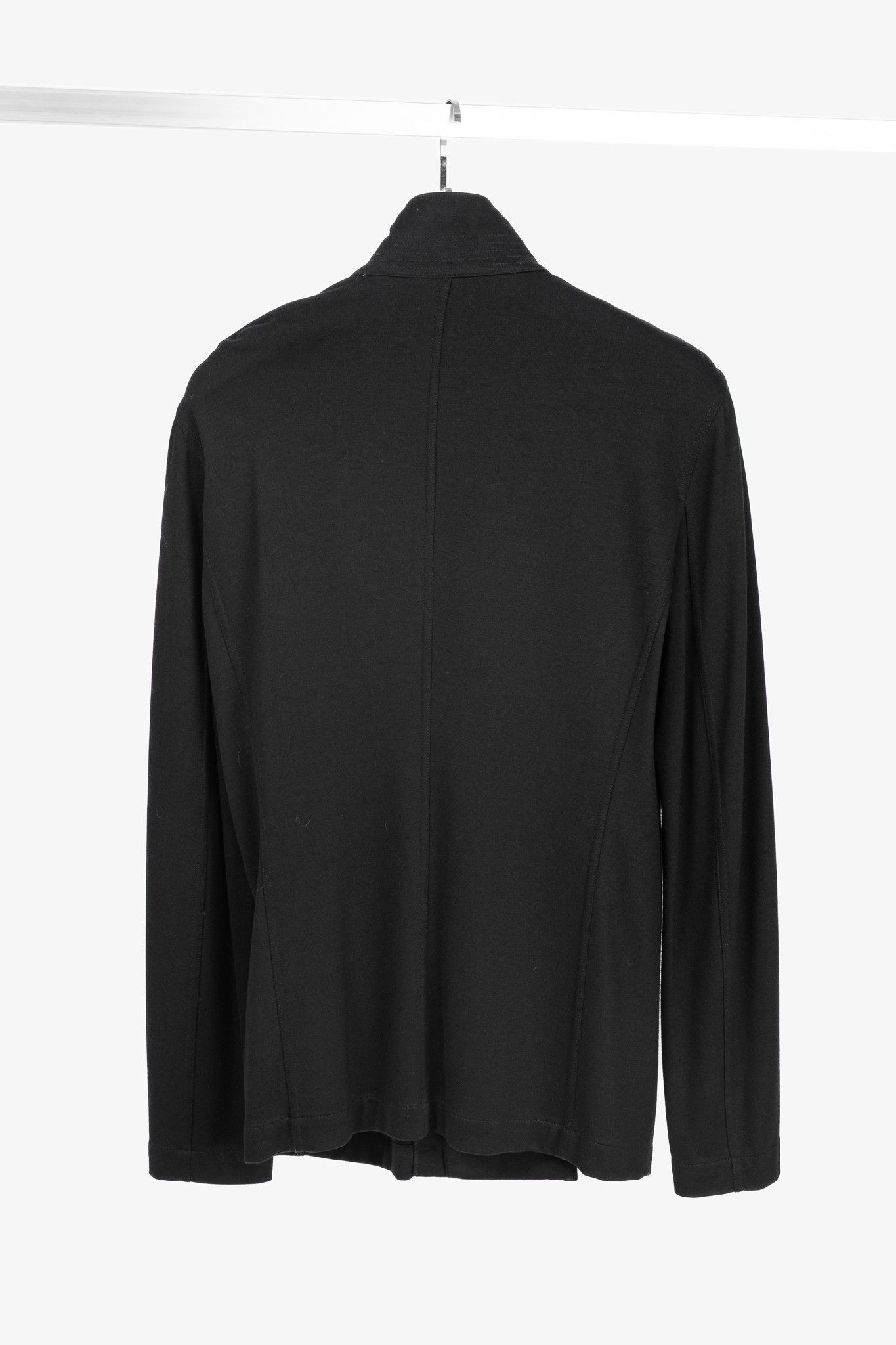 Armani Collezioni Armani Collezioni Black Jersey Buttoned Stand-Collar Jacket Size US M / EU 48-50 / 2 - 2 Thumbnail