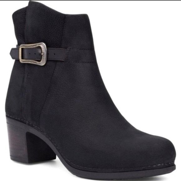 Dansko Dansko Hartley Black Nubuck Suede Leather Buckle Heeled Ankl Size US 10.5 / IT 40.5 - 9 Thumbnail