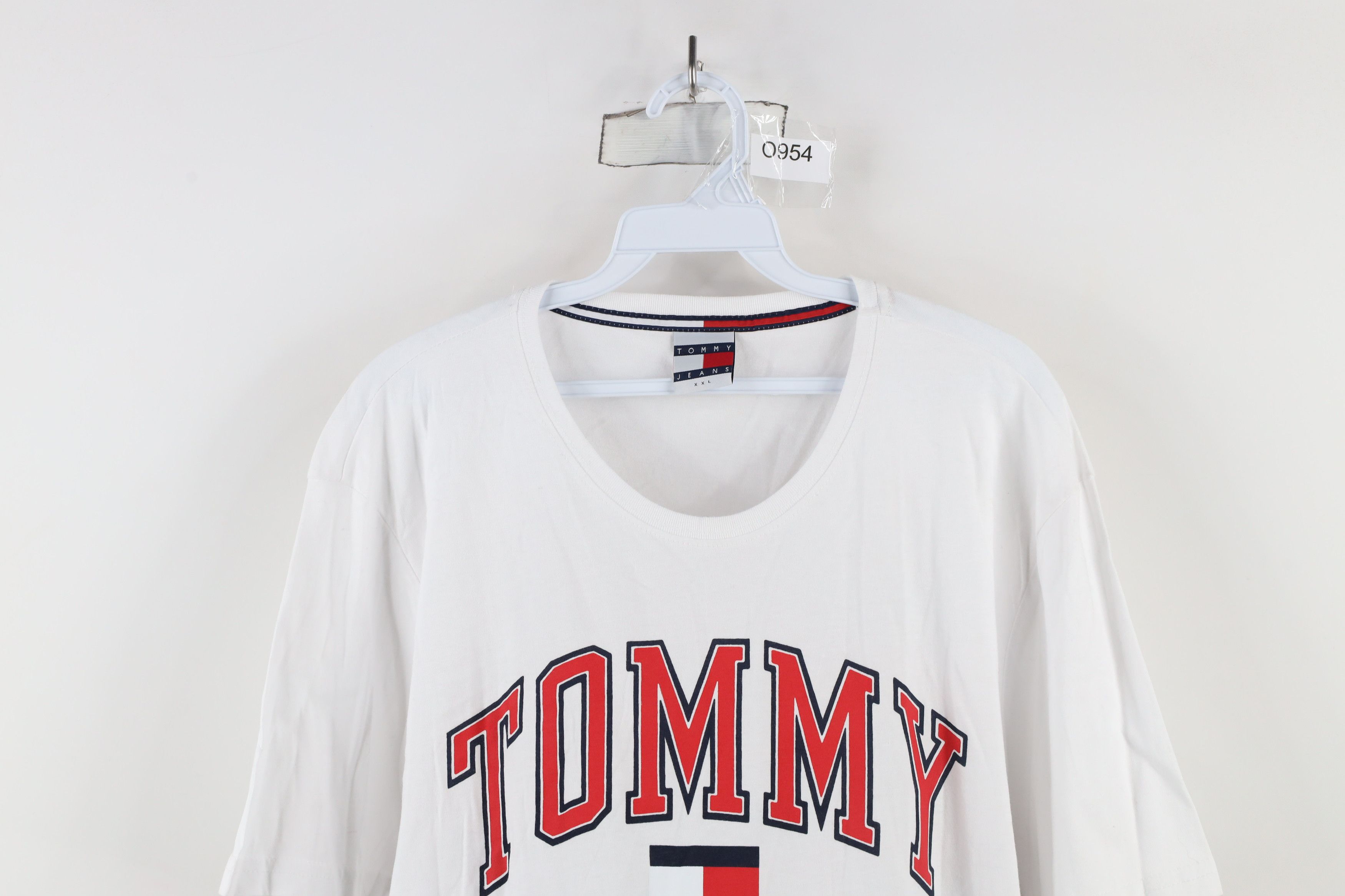 Tommy Hilfiger × Vintage Vintage Tommy Hilfiger Big Logo Short Sleeve T-Shirt White Size US XXL / EU 58 / 5 - 2 Thumbnail