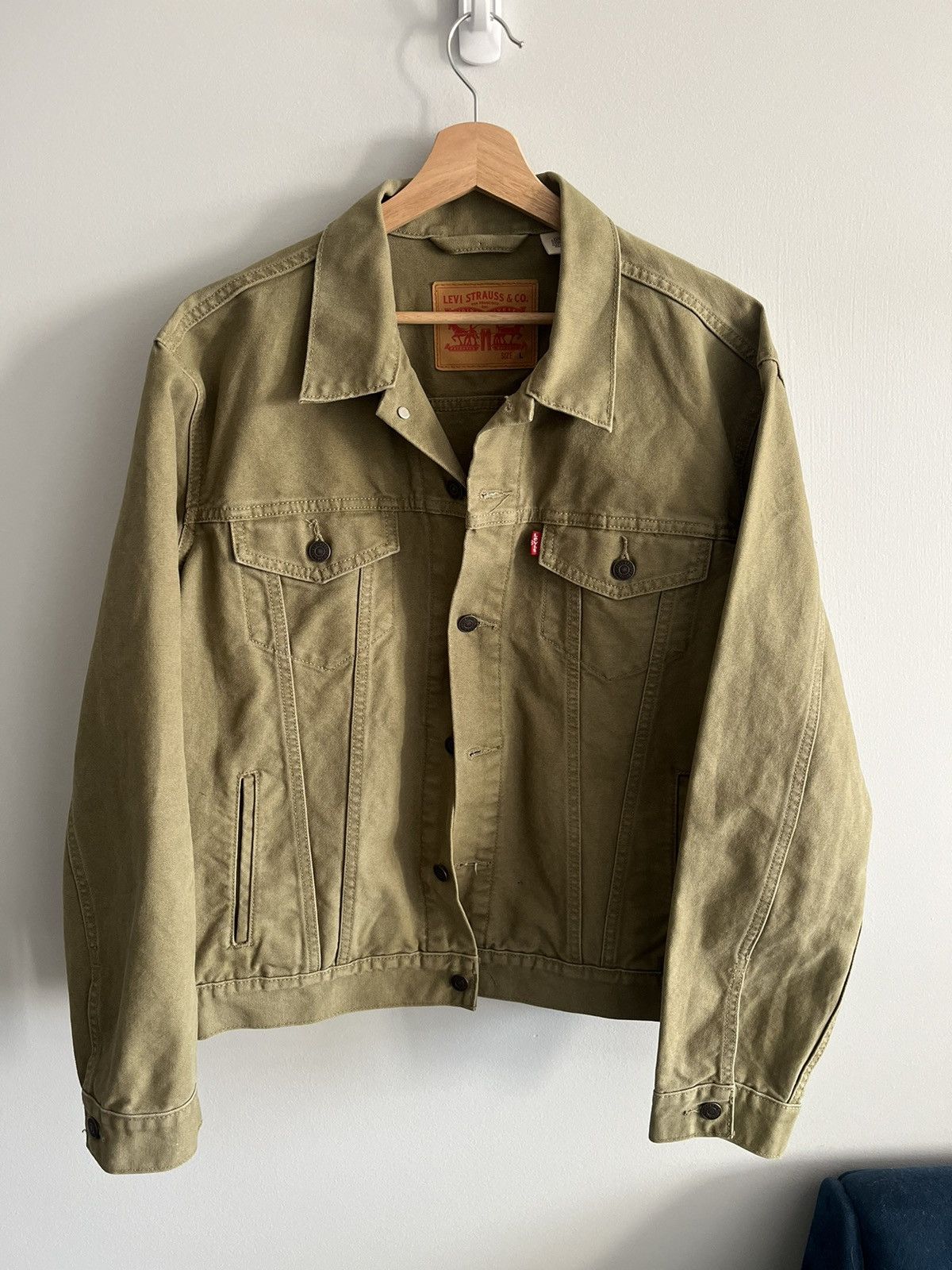 Levi's Green Trucker Jacket Size US L / EU 52-54 / 3 - 2 Thumbnail