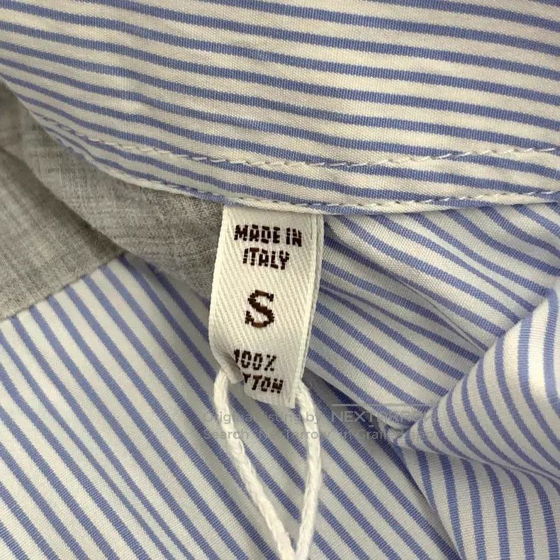 Brunello Cucinelli Brunello Cucinelli Light Blue Vertical Striped Cotton Coll Size S / US 4 / IT 40 - 6 Thumbnail