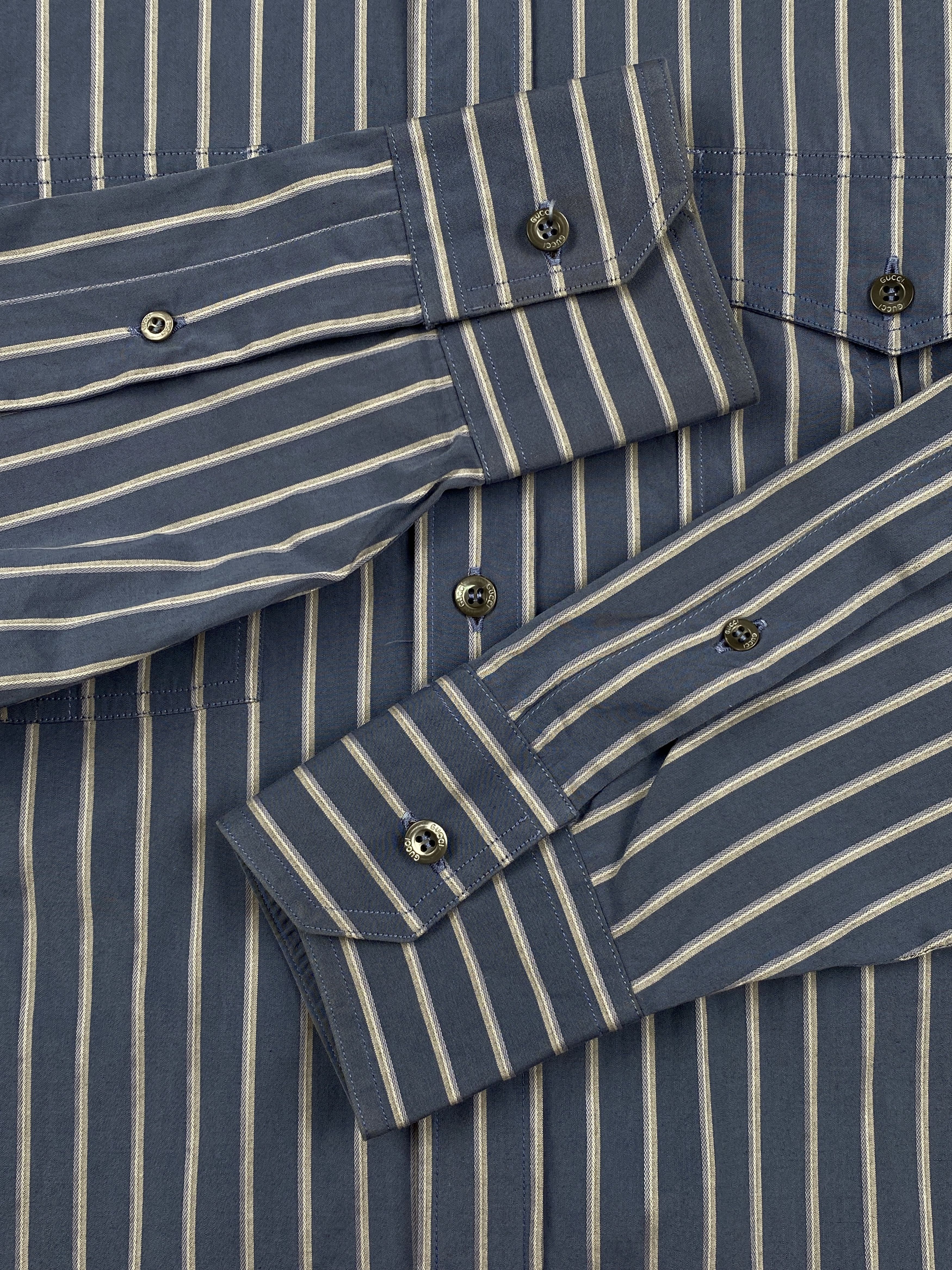 Gucci Double Pocket Striped Long Sleeve Shirt Size XS / US 0-2 / IT 36-38 - 8 Thumbnail