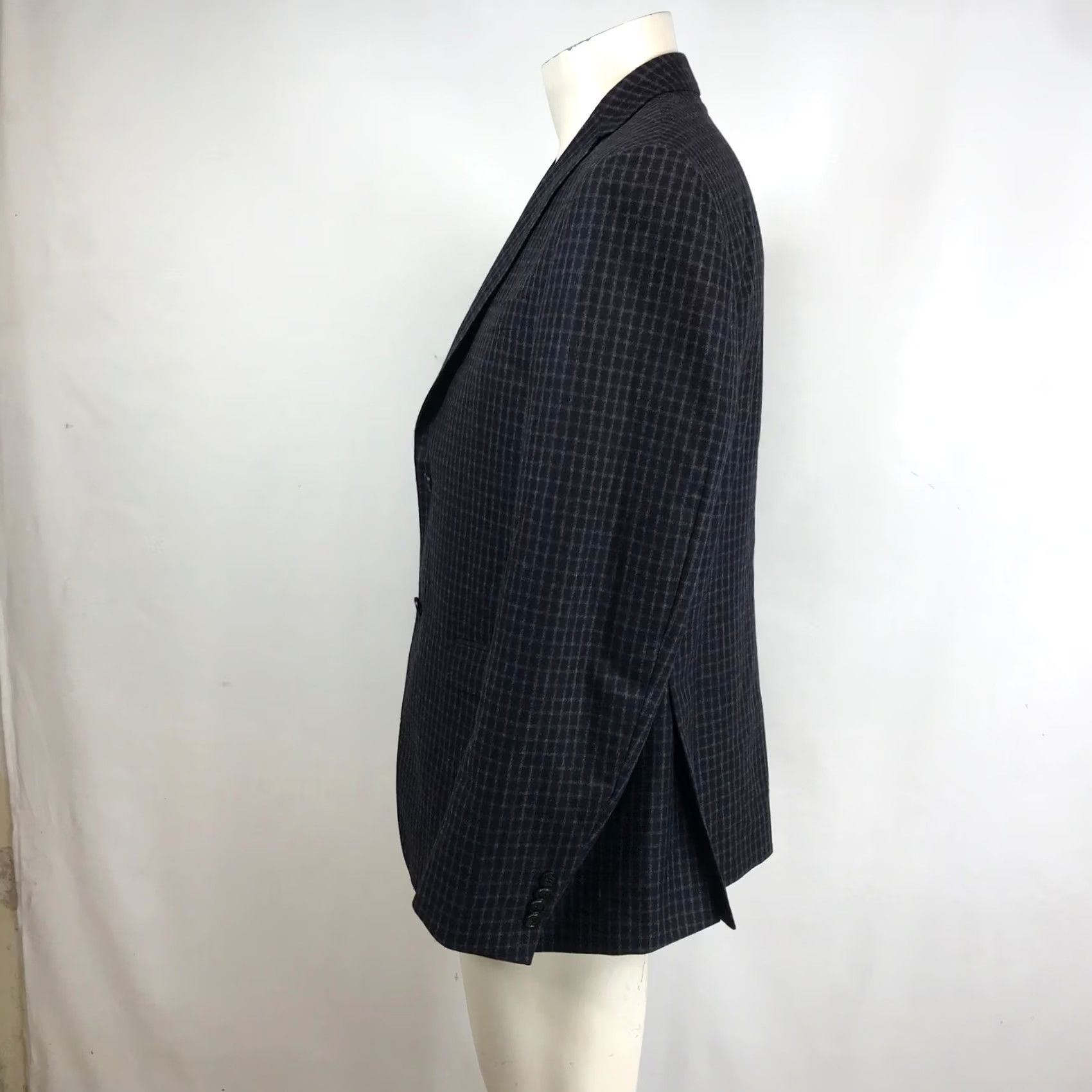 Z Zegna Z Zegna Navy Grey Wool Blazer Jacket Drop 7 Slim-Style Double-Vented Notch Lapel Two-Button 50 Regular Men’s Small-Pattern Blazer Cardigan? Size 50R - 6 Thumbnail