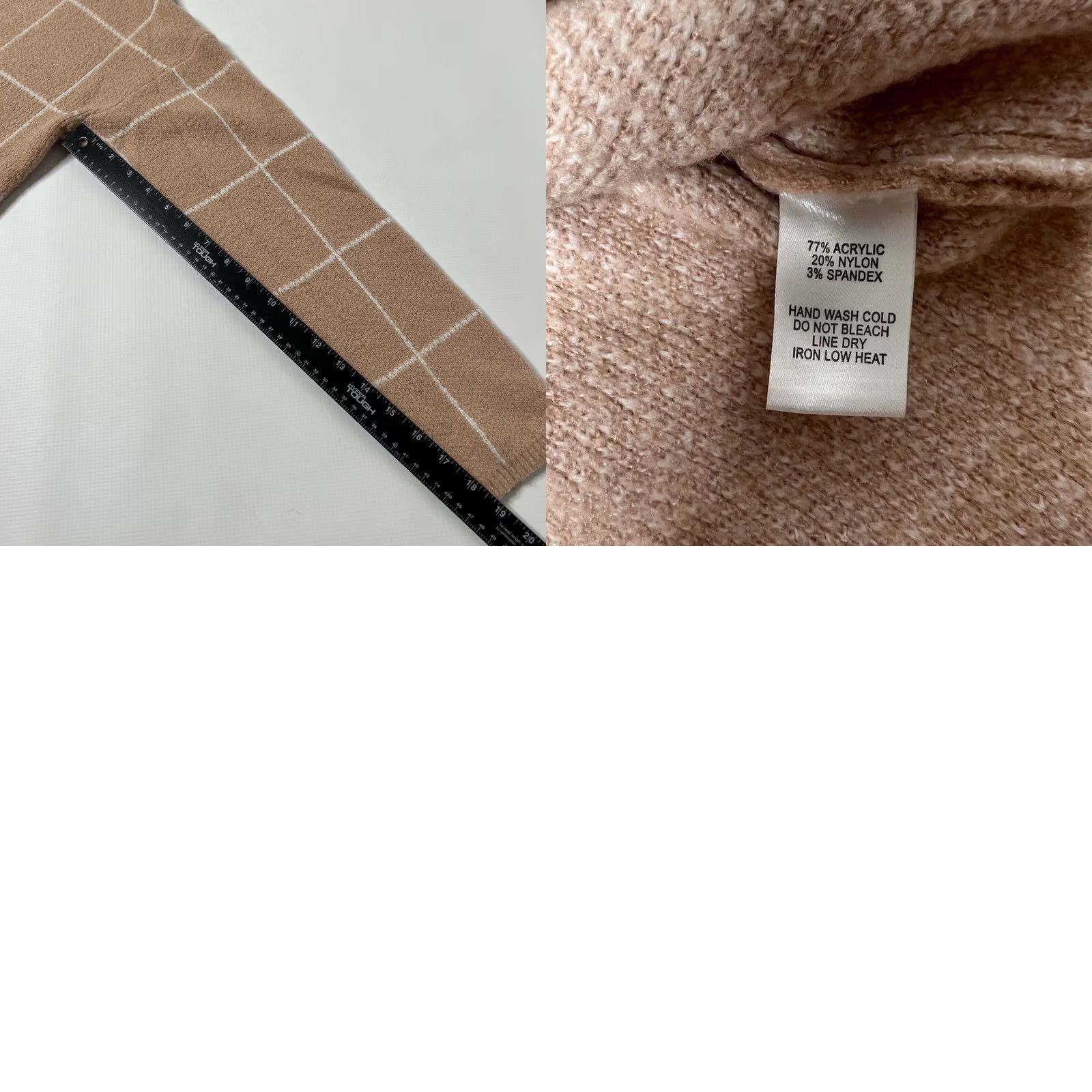 Lulus Lulus Pink Windowpane Turtleneck Pullover Sweater Womens S Dolman Knit Stretch Side Slit Size S / US 4 / IT 40 - 8 Thumbnail