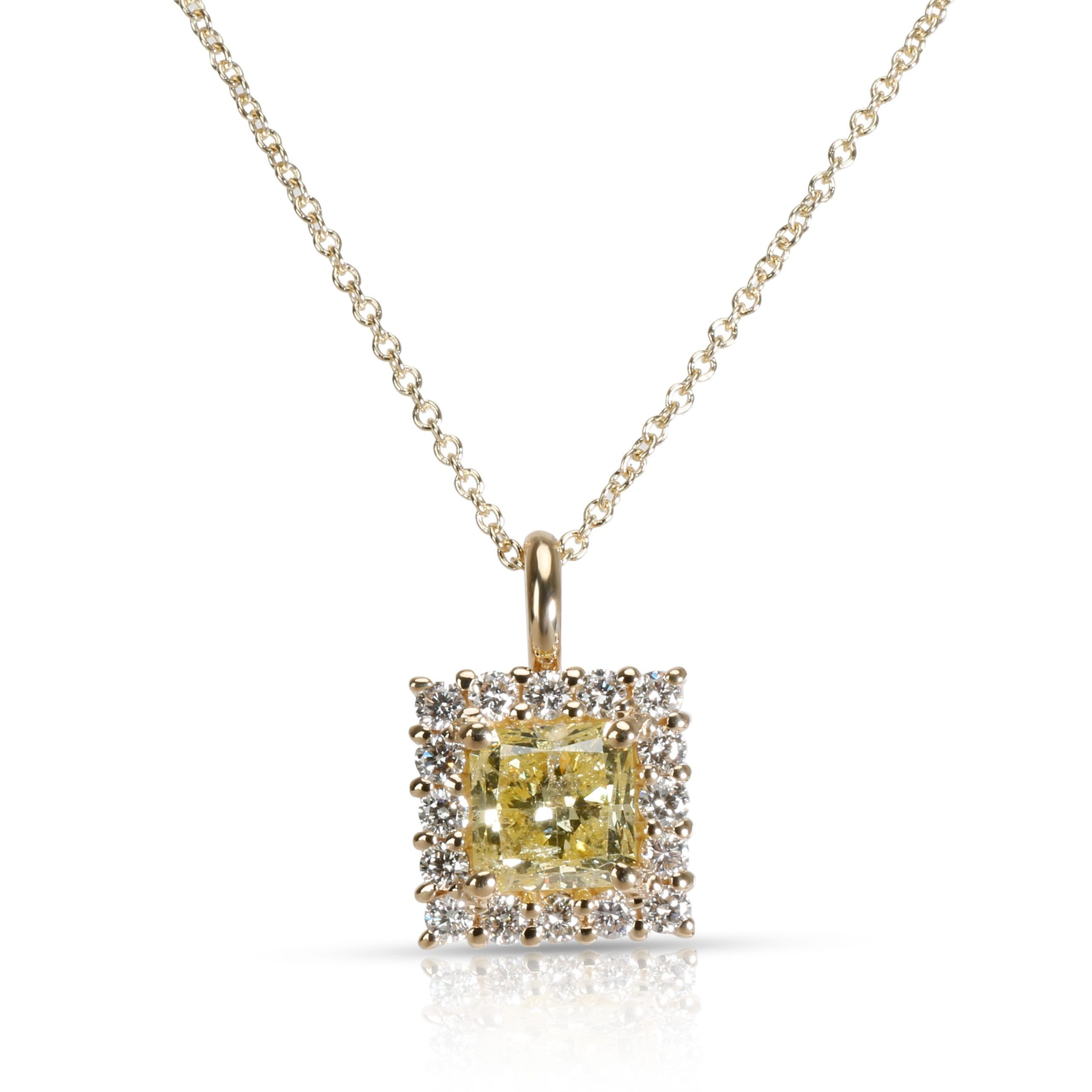 image of Tiffany Co Diamond Pendant In 14K Yellow Gold Fancy Yellow I1 1.56 Ctw, Women's
