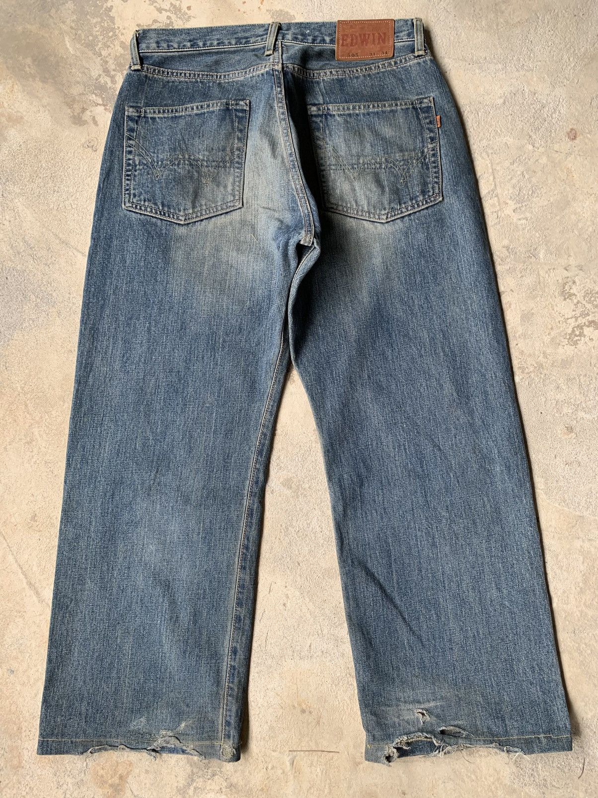 Edwin × Vintage Edwin 505 Redline Selvedge Distressed Denim Size US 31 - 2 Thumbnail