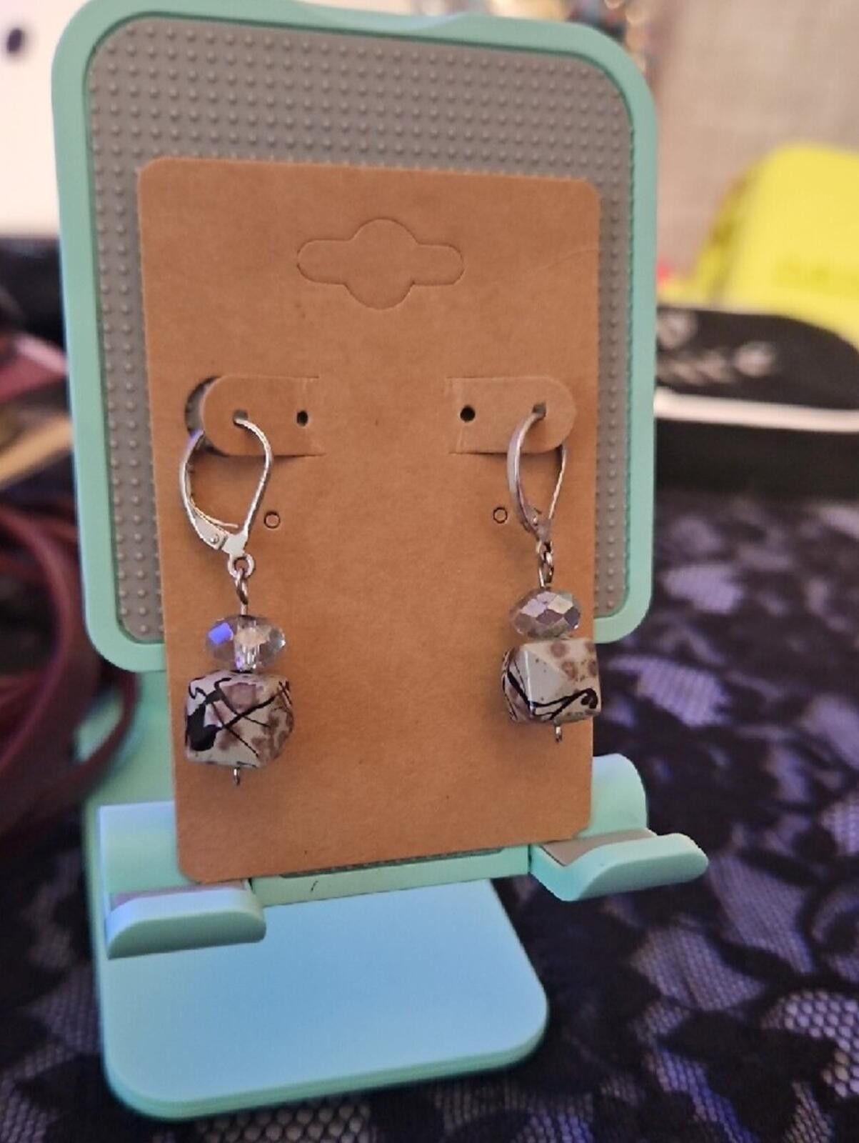 Other Black & White Beaded Drop Earrings Size ONE SIZE - 2 Thumbnail