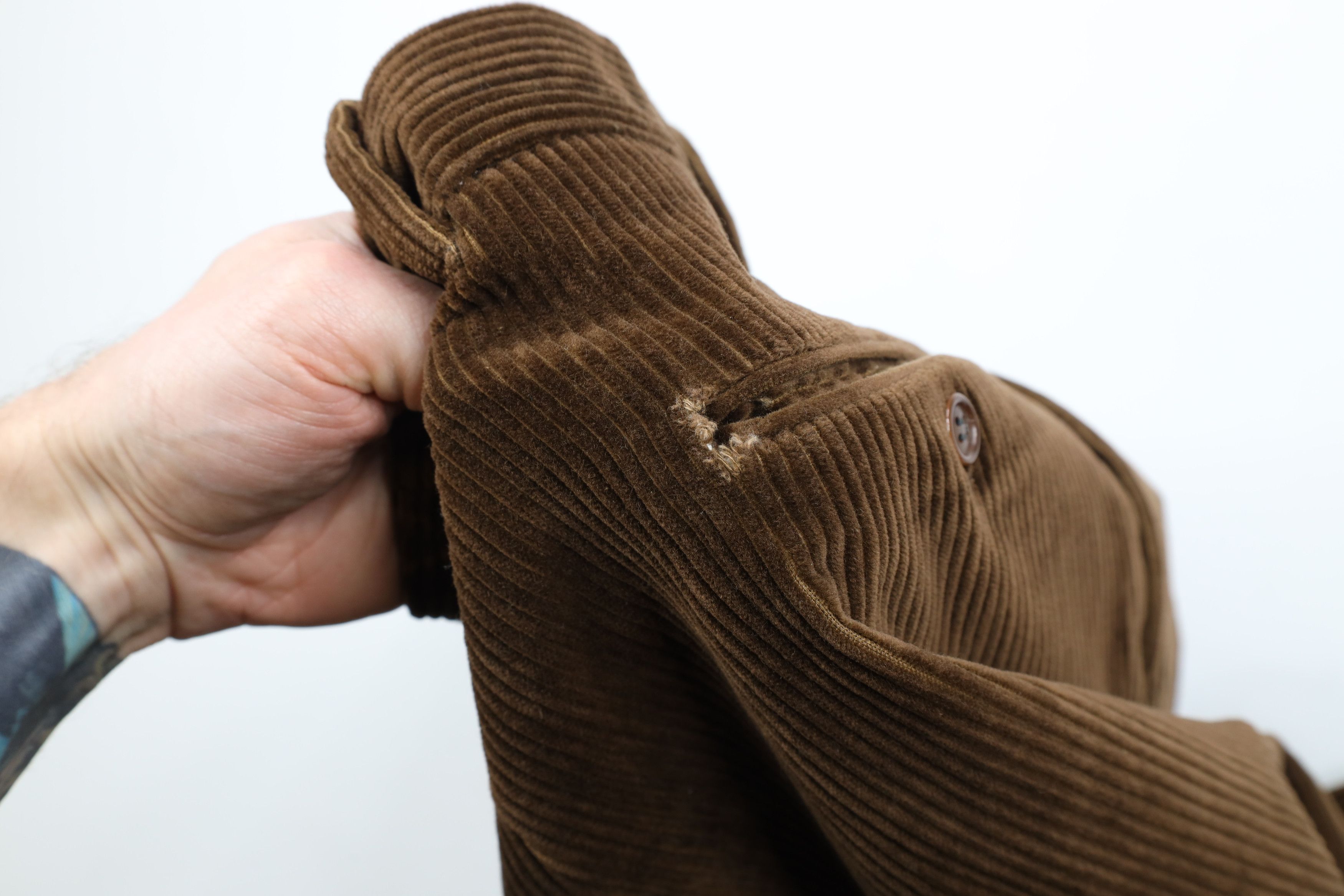 Nautica × Vintage Vintage 90s Nautica Pleated Wide Leg Cuffed Corduroy Pants Size US 34 / EU 50 - 8 Thumbnail