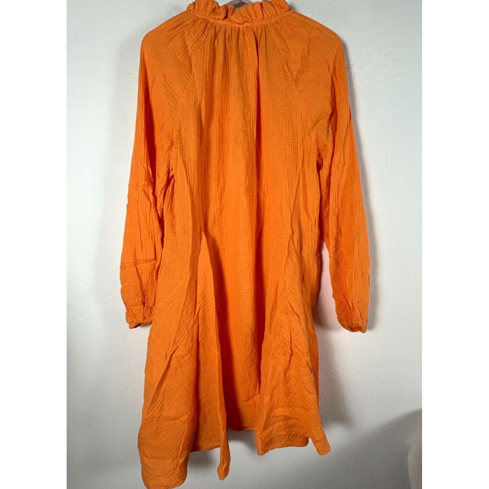Vintage Magaschoni Women's Boho Dress Organic Cotton Gauze Turmeric Orange Medium Size M / US 6-8 / IT 42-44 - 2 Thumbnail