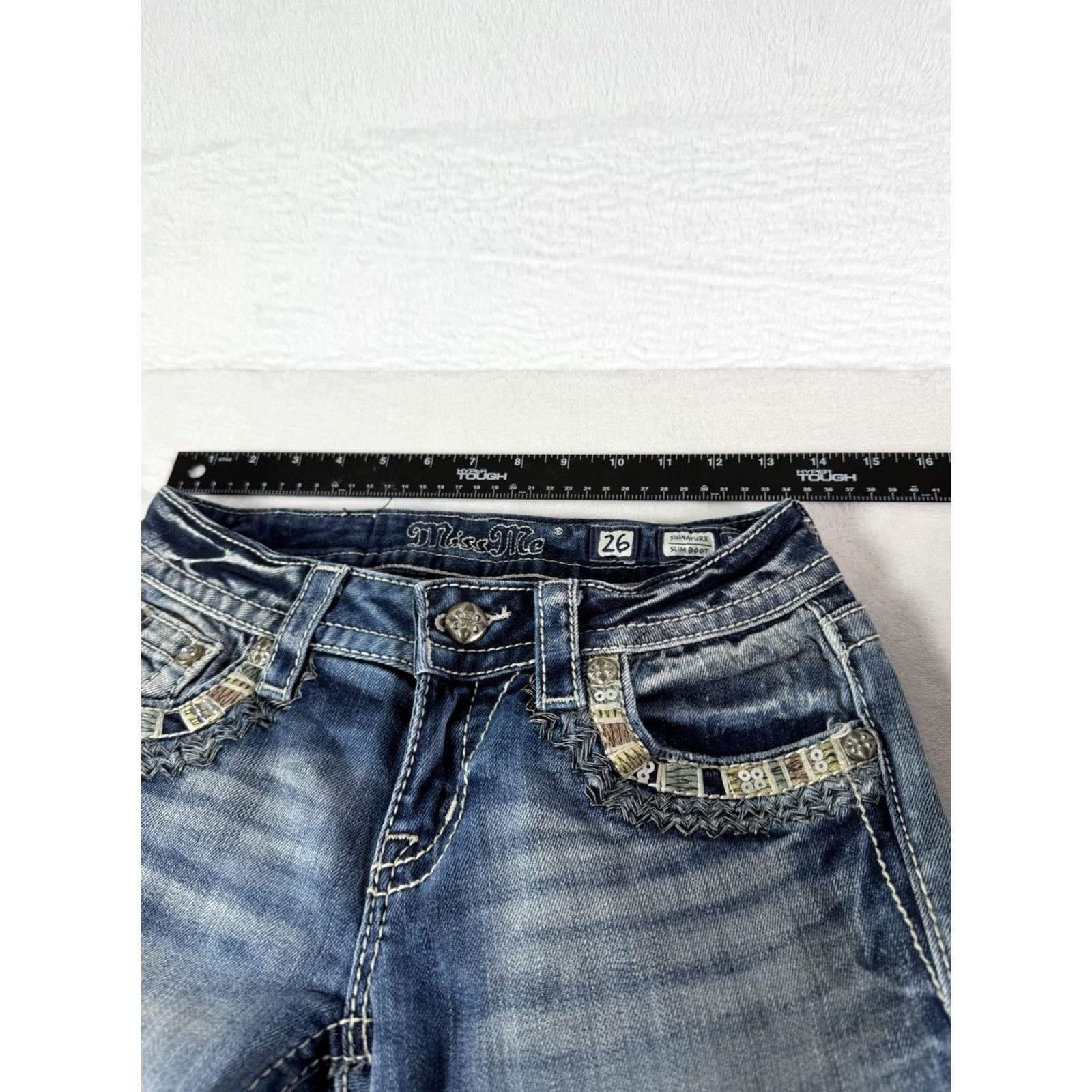 Miss Me Miss Me Jeans Slim Boot Western Cowgirl Denim 26 Blue 5-Pocket Design Womens Jeans Size 26" / US 2 / IT 38 - 5 Thumbnail