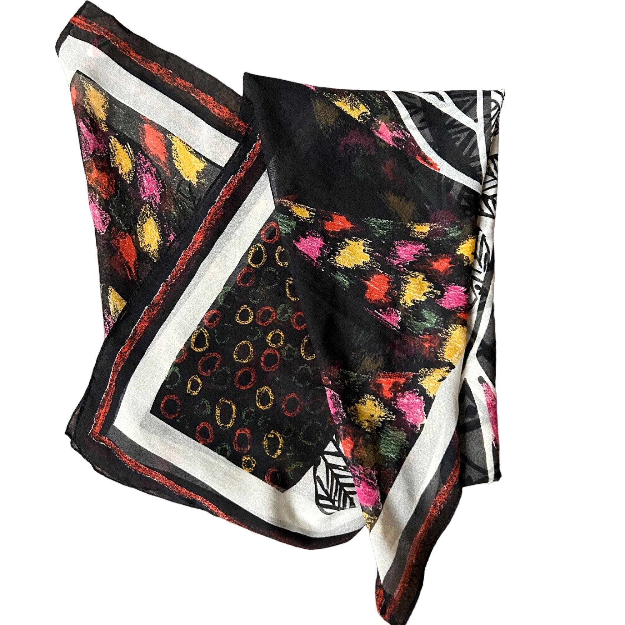 Vintage Vintage Abstract Print Scarf Italy 100% Polyester Size ONE SIZE - 6 Thumbnail