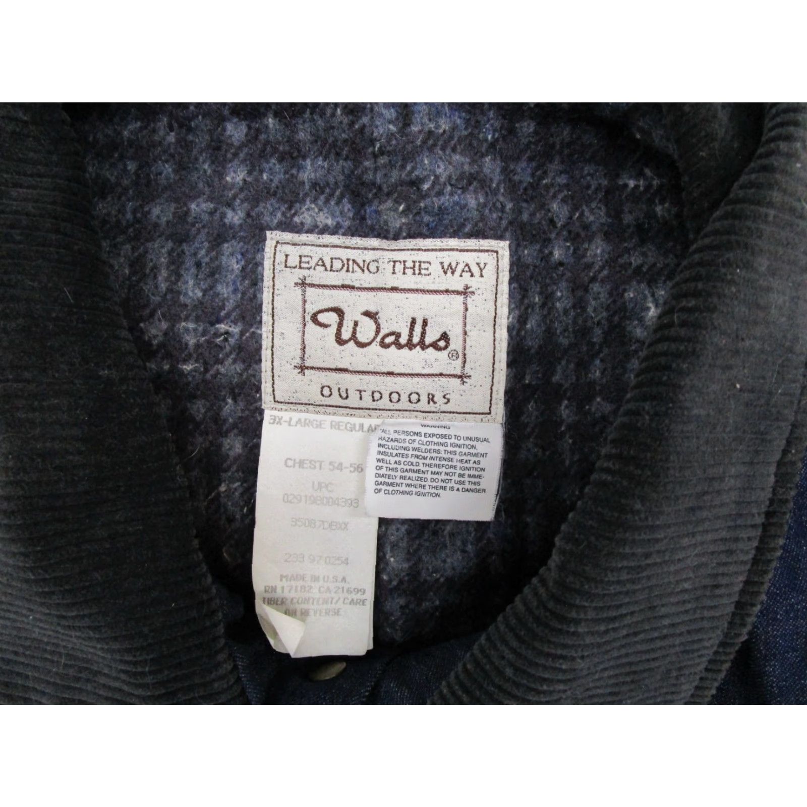 VINTAGE Walls Denim Jacket Chore Blanket Lined Size 3XL USA Made Snap Up Blue Men Jacket