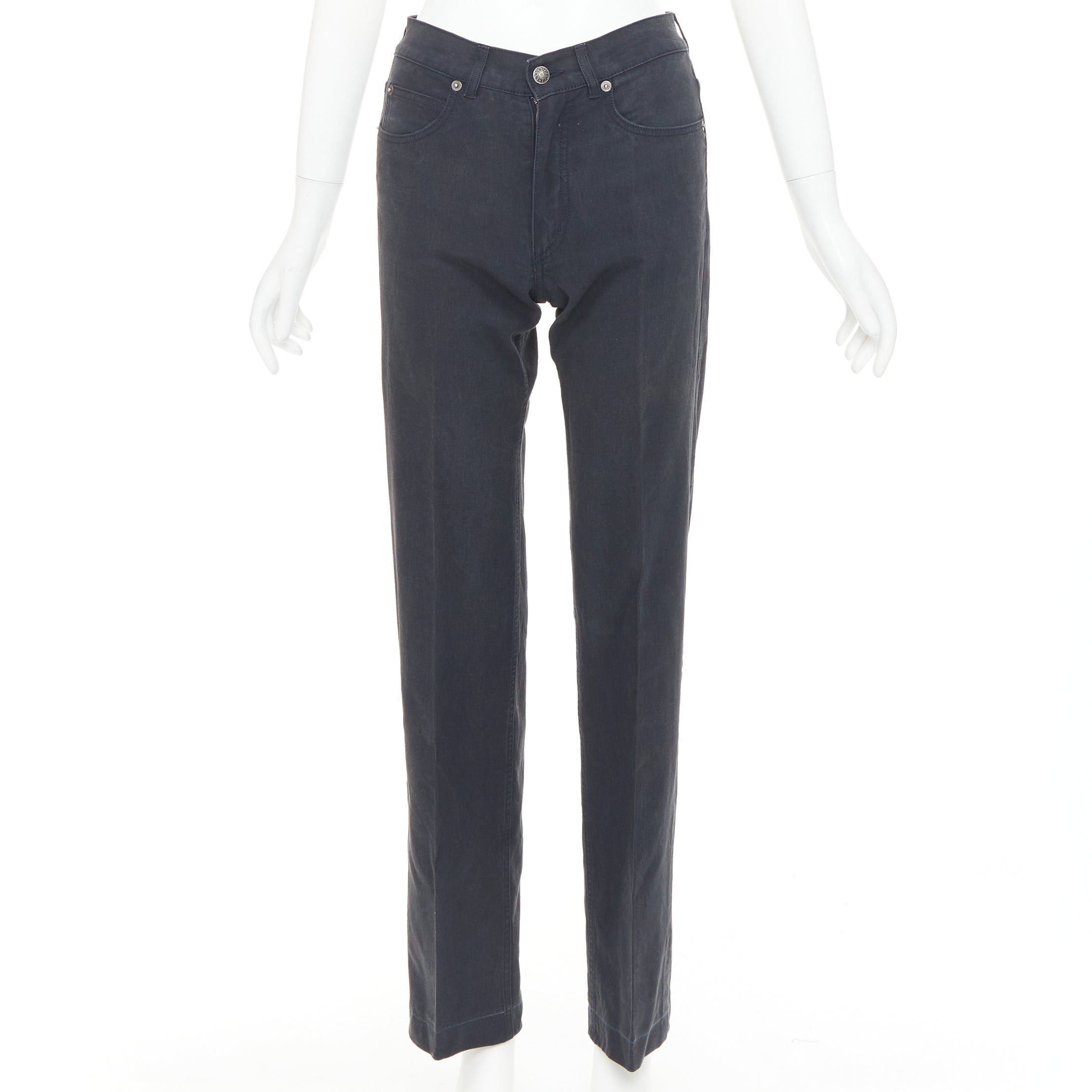 Gucci GUCCI black washed logo tab pocketed mid waist straight leg pants IT38 XS Size 26" / US 2 / IT 38 - 1 Thumbnail
