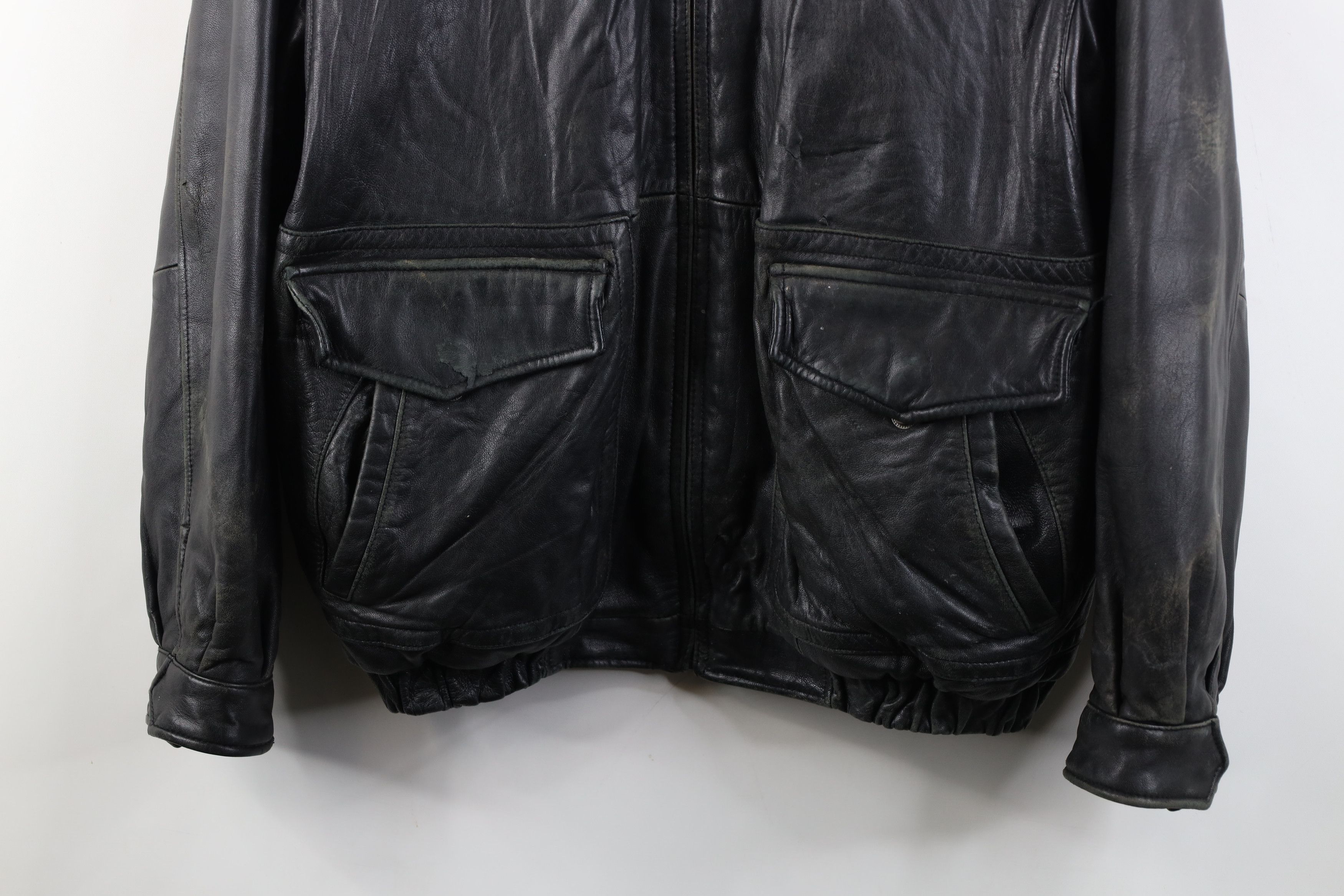 Vintage Vintage 90s Streetwear Distressed Flight Bomber Jacket Black Size US L / EU 52-54 / 3 - 3 Thumbnail