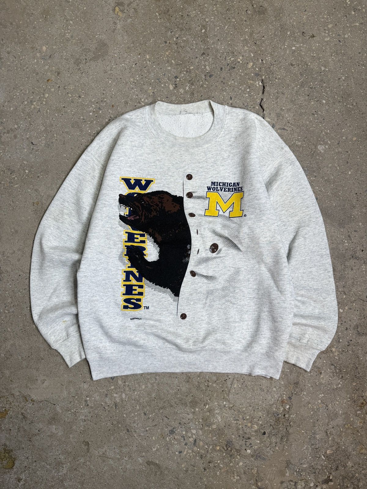 Vintage 1990’s Michigan Wolverines Nutmeg Vintage Crewneck Size US L / EU 52-54 / 3 - 1 Thumbnail
