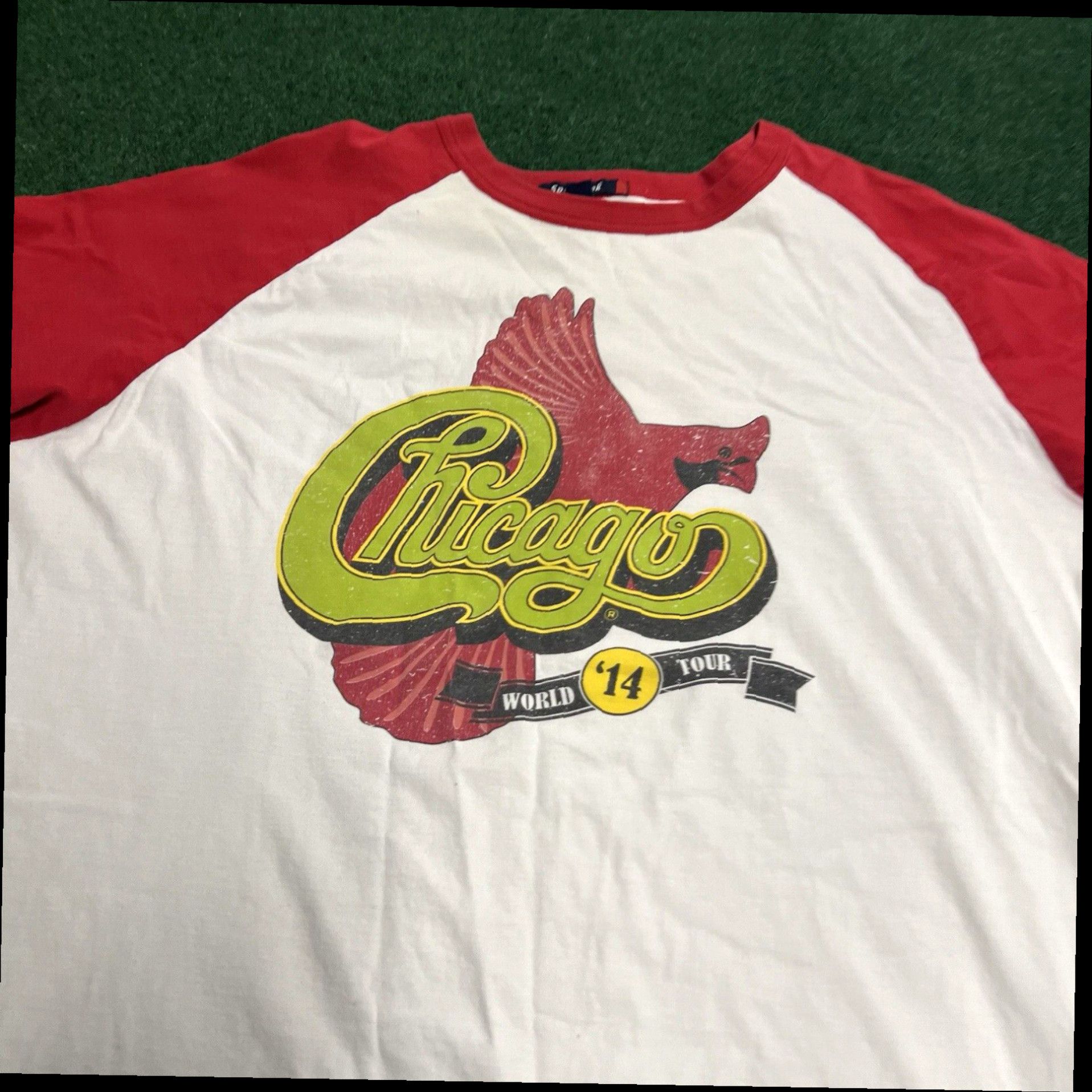 Vintage Chicago Band World Tour Raglan 3/4 Sleeve T Shirt 2XL XXL Red White Cardinal Size US XXL / EU 58 / 5 - 2 Thumbnail